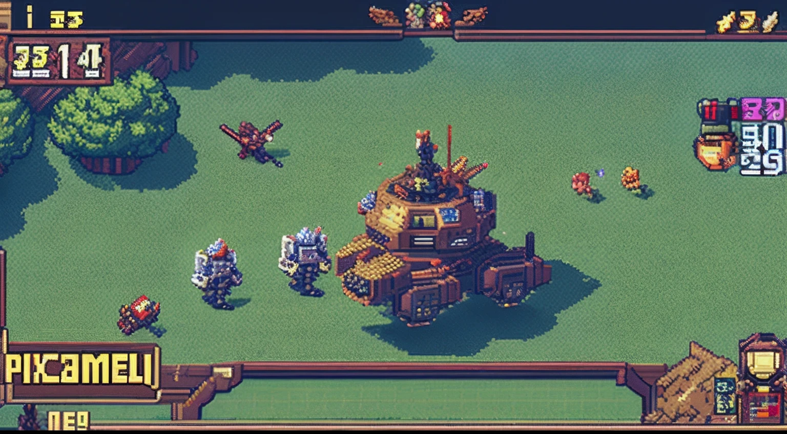 pixel game，character  design，super mecha，All kinds of artillery， Pixel art #pixelart