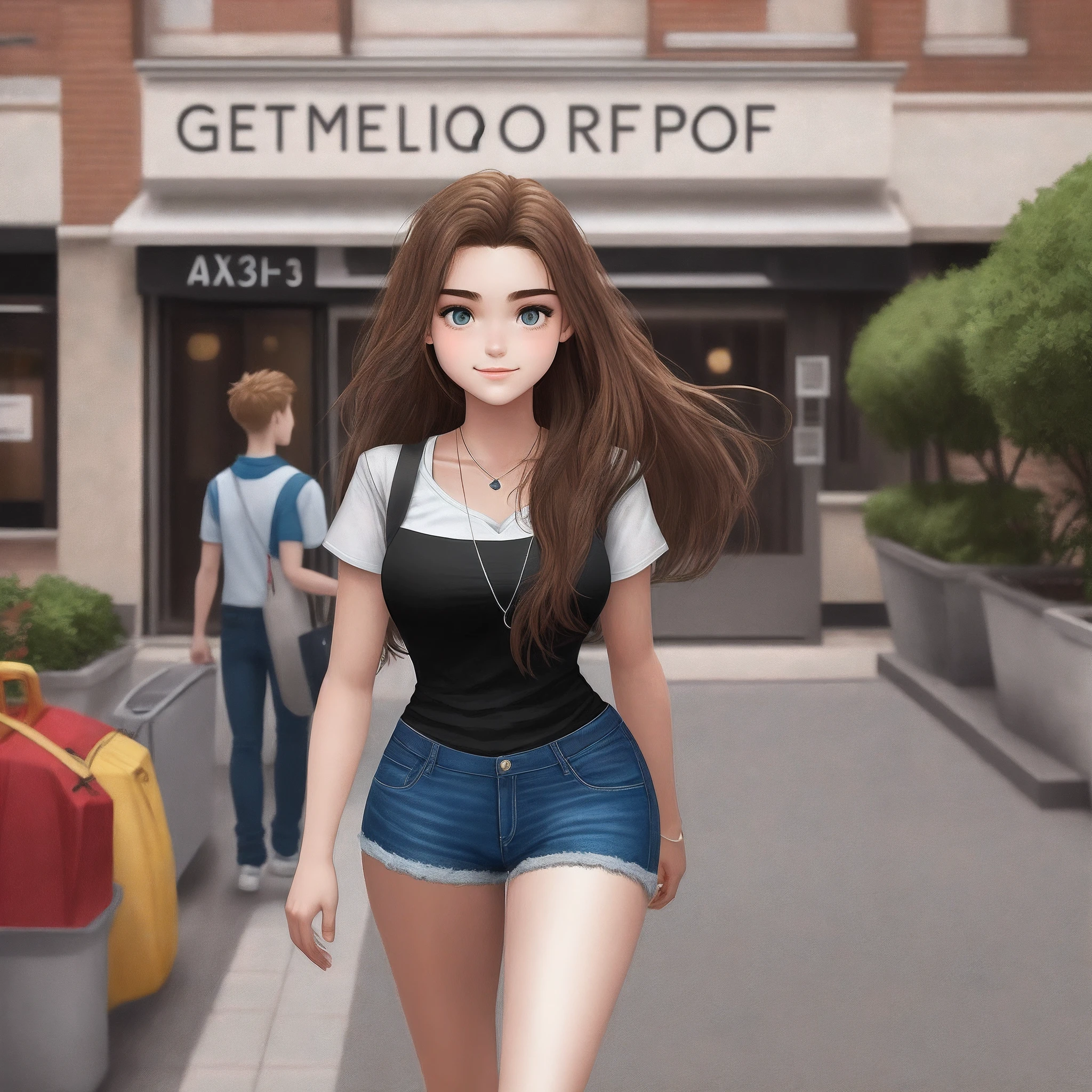 Generate me a 17-year-old European and American girl