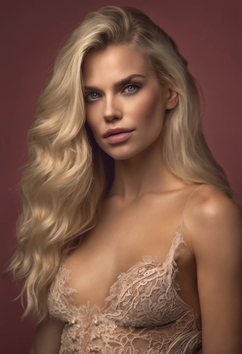A portrait of a blonde, (makeup:1.4), amazing body, (fit body:1.2), lace outfit, highly detailed fur, natural skin texture, 4k textures, detailed belly, Highly detailed perfect smooth skin, Lightroom, Intricate, Ultra-Realistic, Out There, (HDR:1.3), UHD, (Intricate Detail, Hyper-Detailed:1.1), Cinematic, Photoreal, (Dark Shot:1.2), Dramatic, High Contrast, (Warm Color:1.1) , muted colors, master piece, elegant, sharp focus, next to donald trump