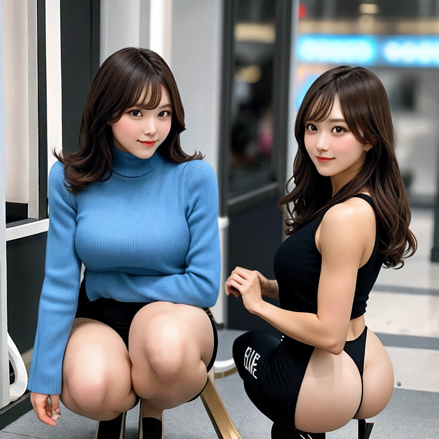 femele,Cocked buttocks,Squat,Private parts,Raised sexy,stunner