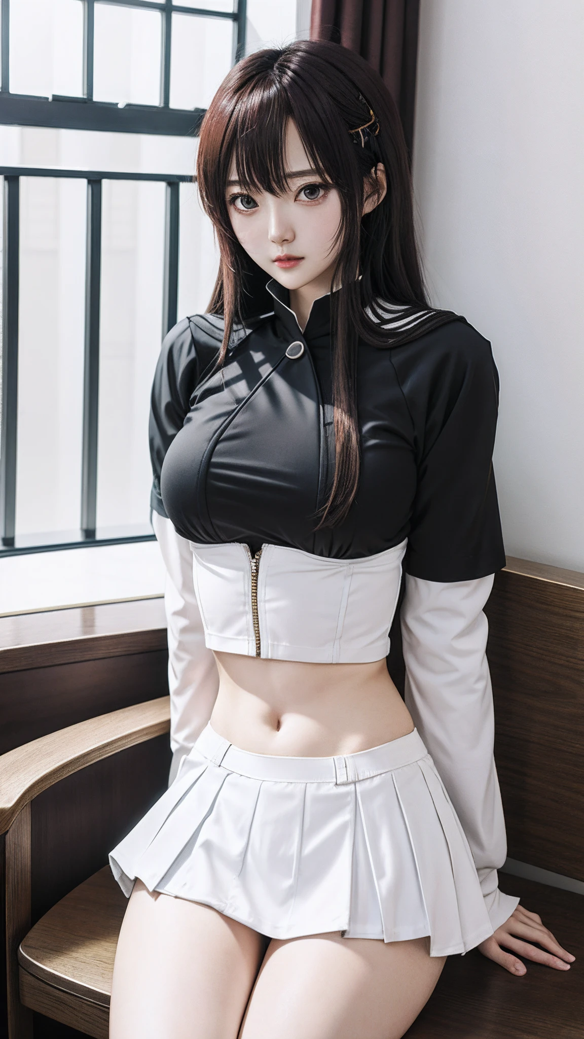 Anime style. Girl. The world of swords and witchcraft. White underwear. Miniskirt. Big tits. Mansomi. sitting down,Open the crotch.