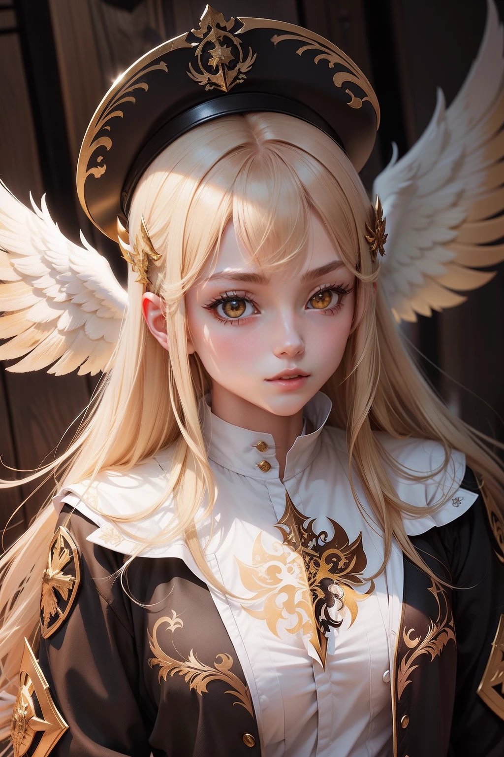 emblem、A logo、angelicales、Farbe(blanche、A black、reddish、golds)