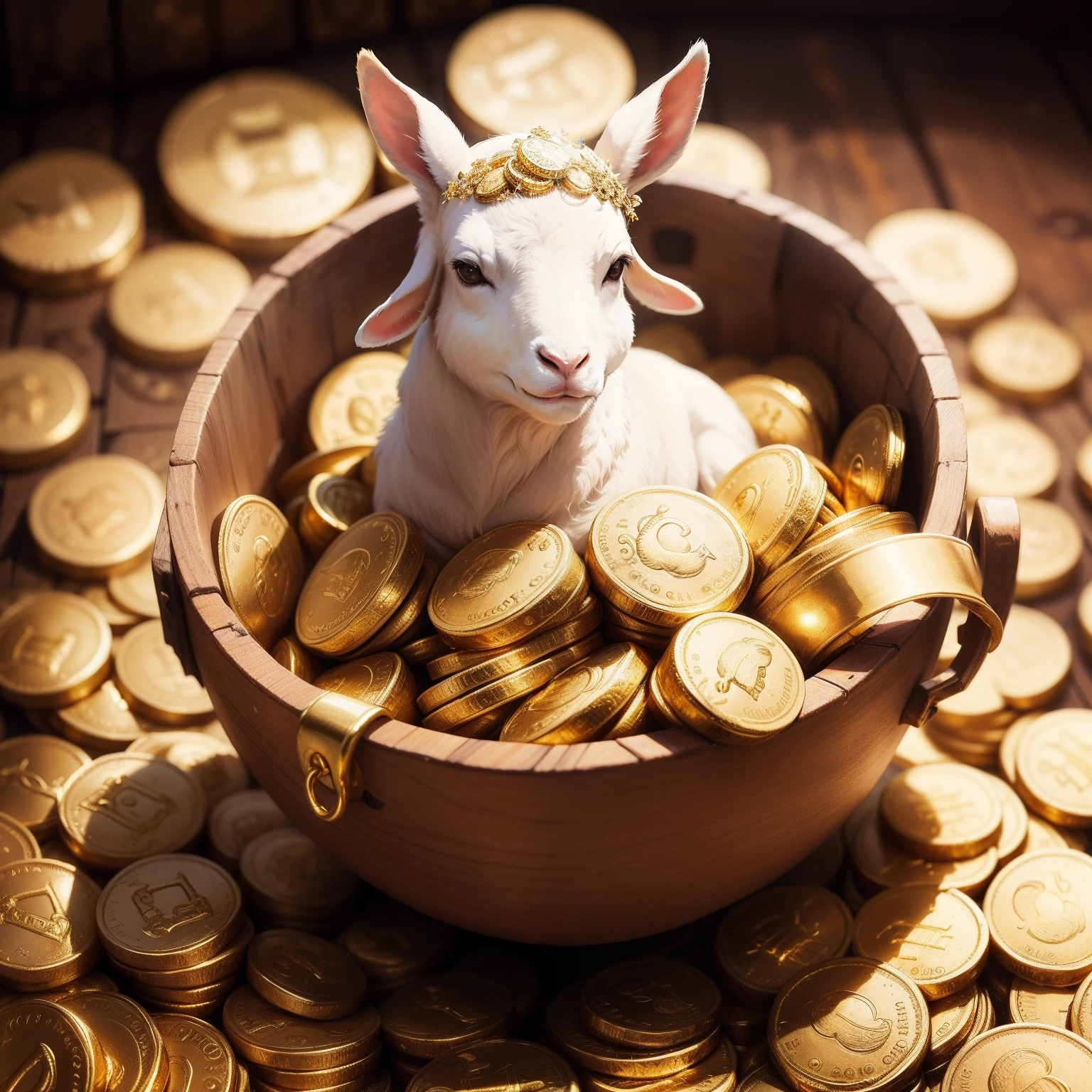 pecora,A bunch of gold coins,A cartload of gold coins,blingbling,beaming