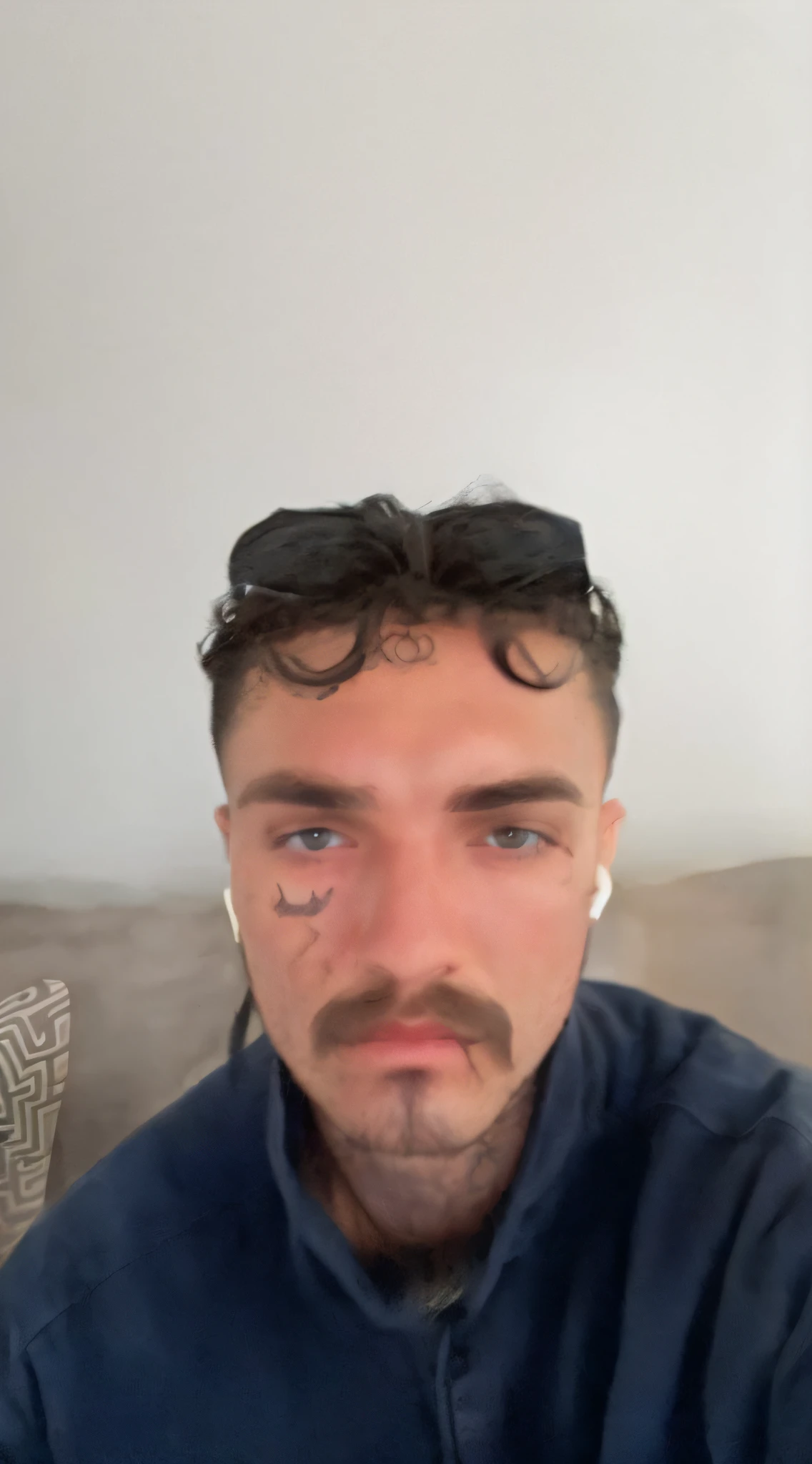 (black beard) (dark grey eyes) (small tattoo under left eye)