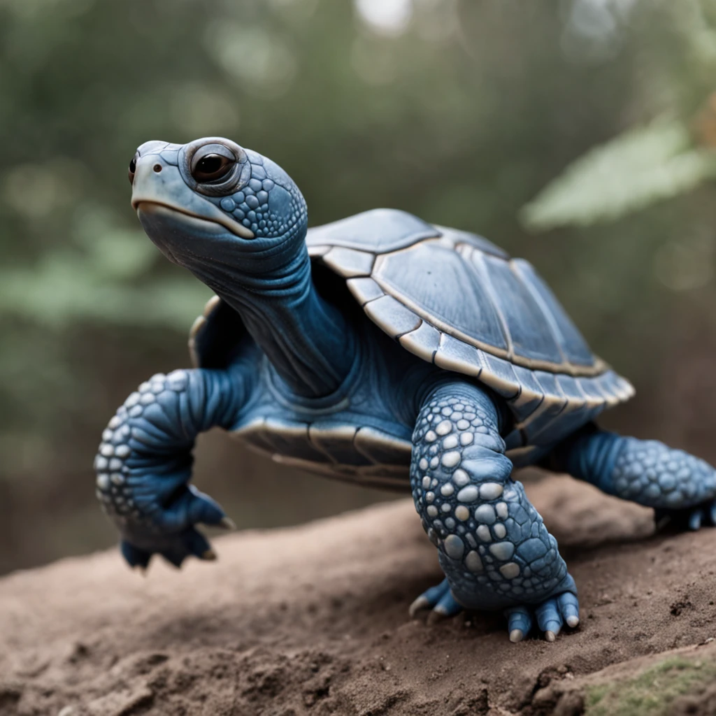A blue turtle is covered in armor