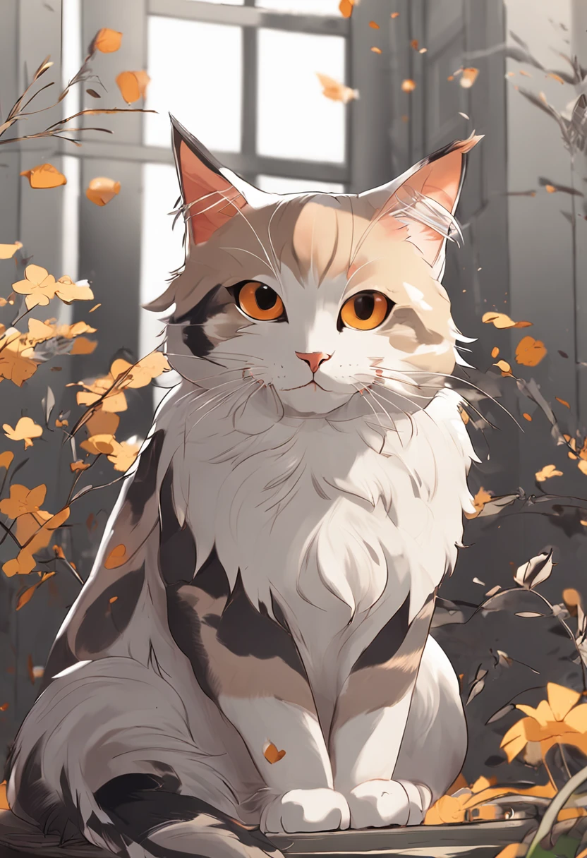 1cat, Orange、white colors、A cat with gray-black coat, greene eyes, Cat anime, adolable, white backgrounid, beautiful detailed digital art, Realistic anime cats, catss. digitial painting, highly detailed digital painting, Visual anime cute cat, detailed digital anime art, Digital illustration style, highly detailed vector art, highly detailed digital painting, Non-Pixiv digital art, Cat details, (Best quality: 1.0), (超高分辨率: 1.0)