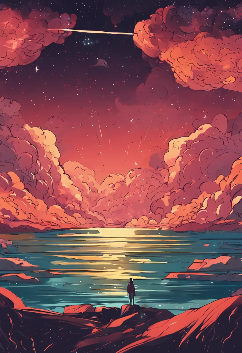 best qualtiy，brightly，meteors，SakuraNS，the night，Clouds，