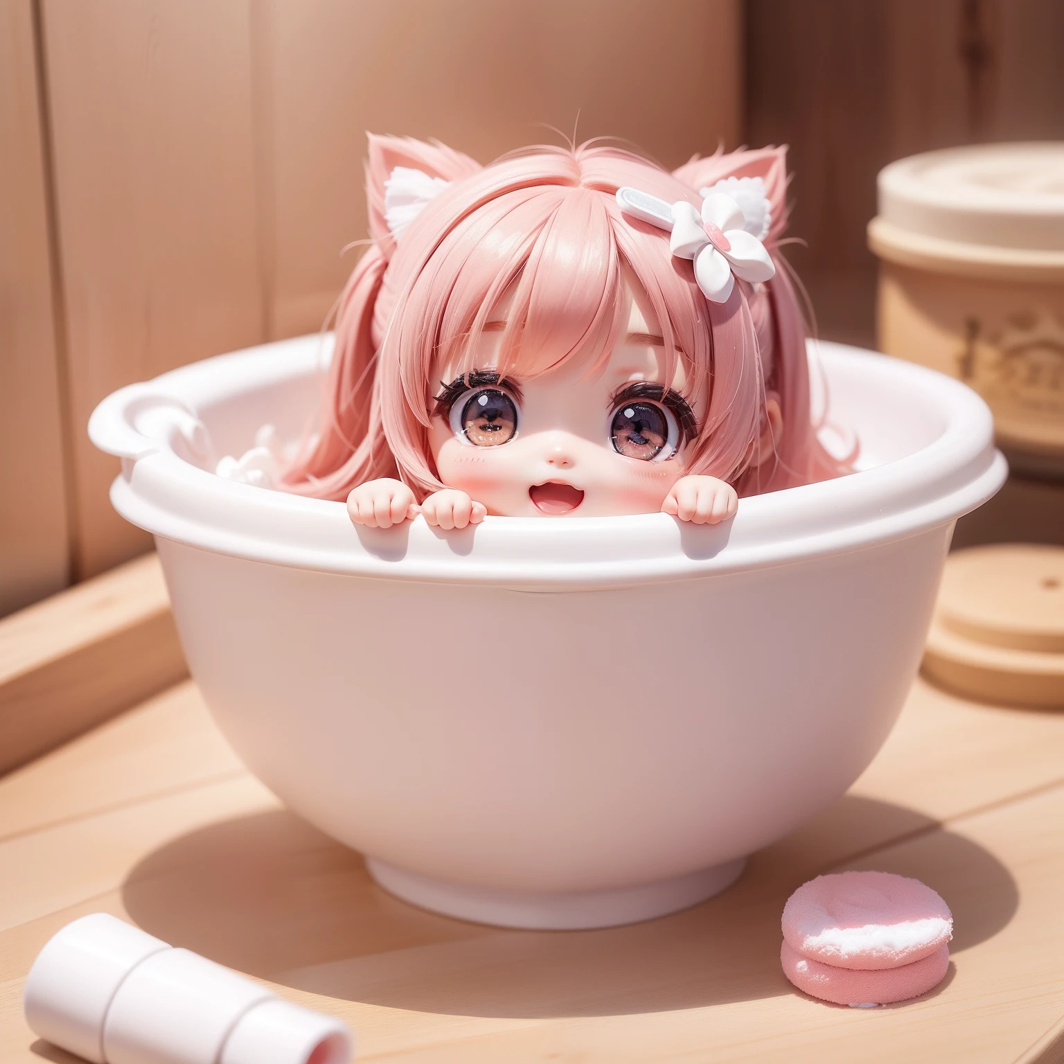 Cute Baby Chibi Anime,（（（Super masterpiece、top-quality、ultra-detailliert、女の子1人、Chibi：1.5））、Chibi bathroom、(shampoo、rinse、Body soap、These come in cute containers)、A detailed face、Smile with open mouth、fullllbody（Chibi：1.4）、8ｋ
Coming soon