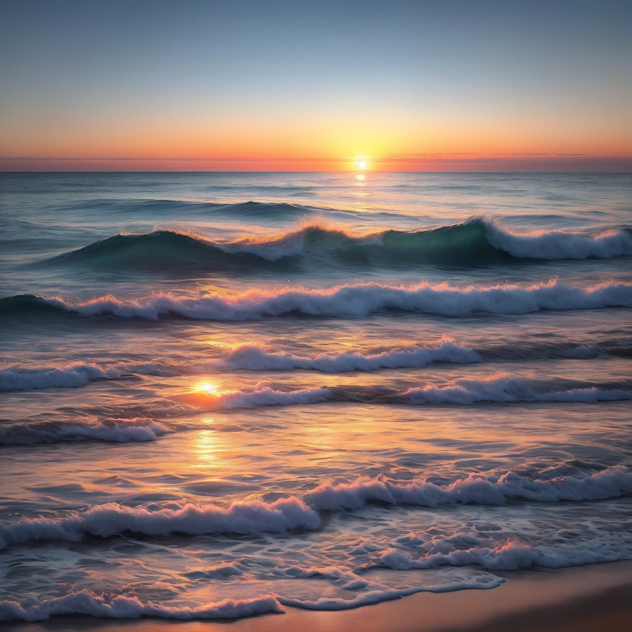 Sunrise is a new dawn happiness ocean