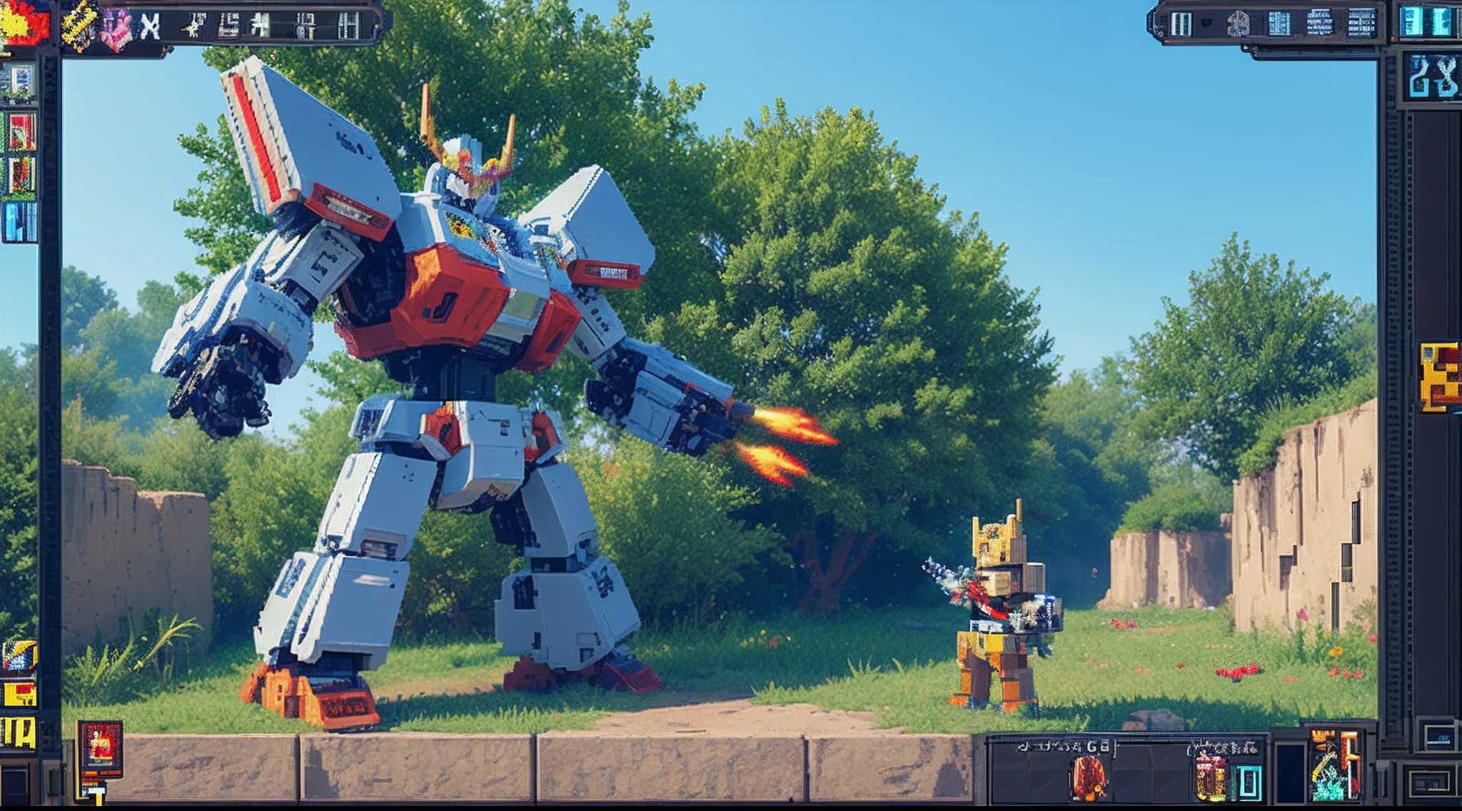 pixel game,character design,super mecha,All kinds of artillery, Pixel art #pixelart