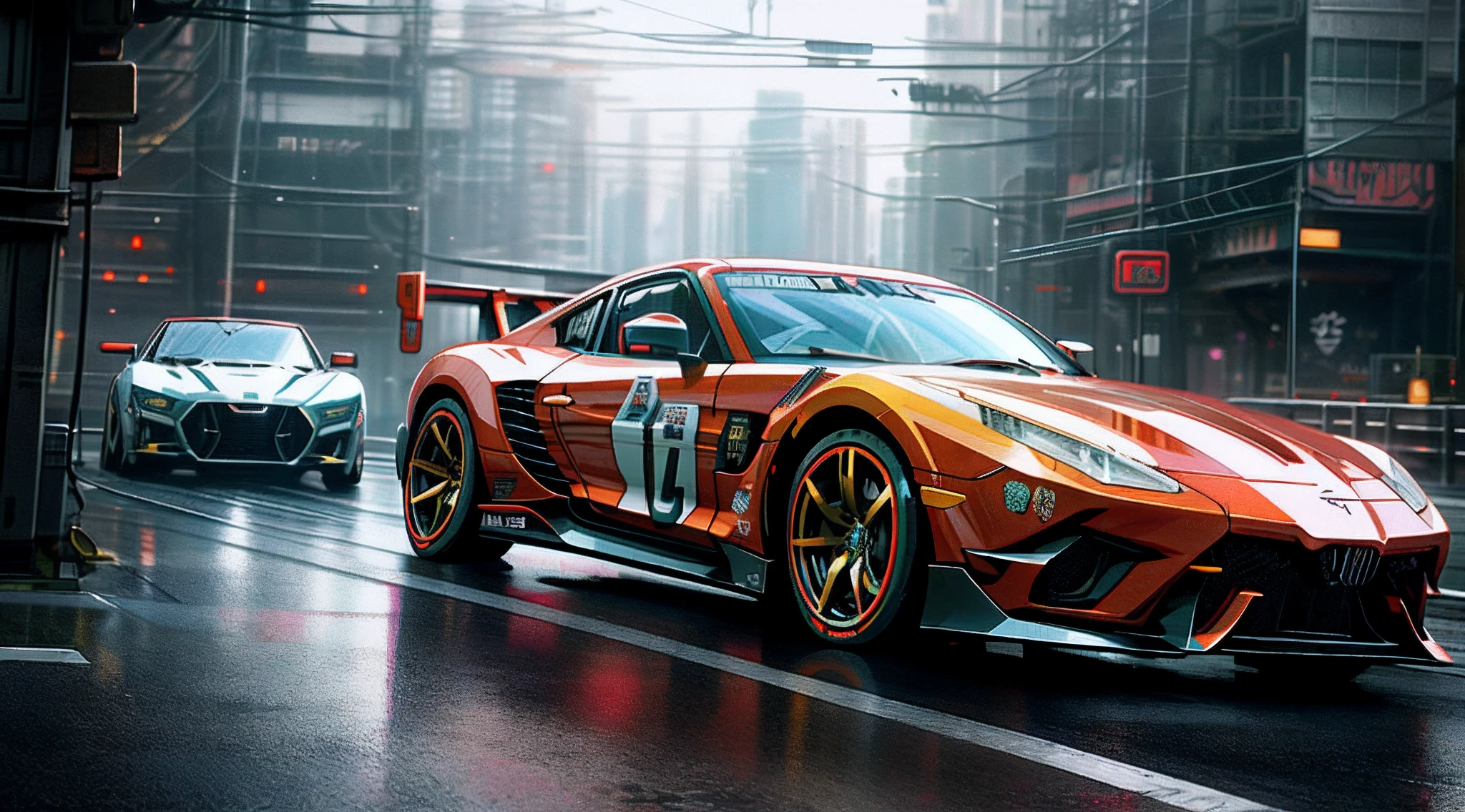 style of anime4 K, Badass anime 8 K, digital cyberpunk anime, anime cyberpunk, octane cgsociety, Anime vehicle concept, cyberpunk anime, cyberpunk anime, cyberpunk anime, Ross Tran 8 K, Digital cyberpunk - anime, Sports cars，racer，Hyper-realistic rendering