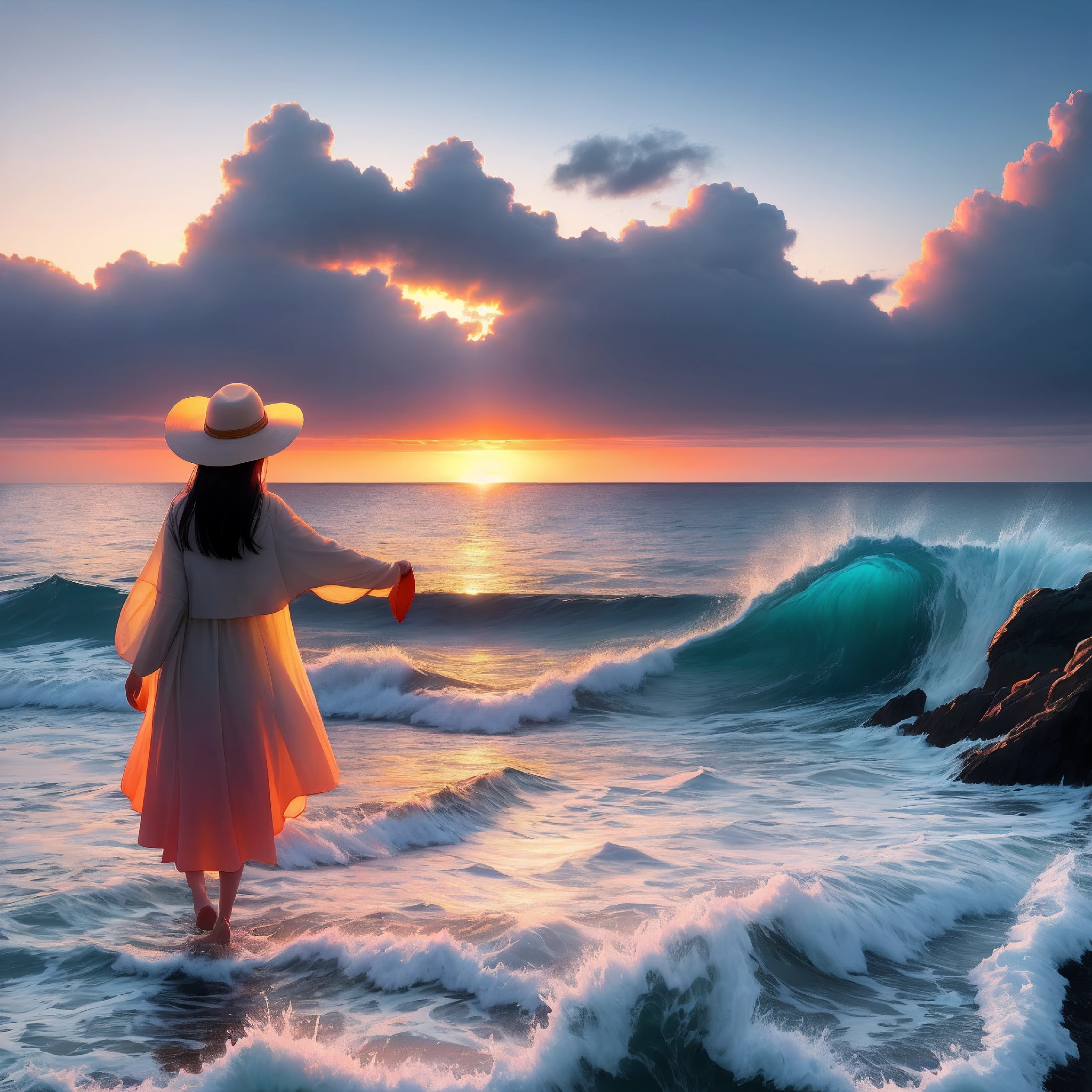 Sunrise is a new dawn happiness ocean