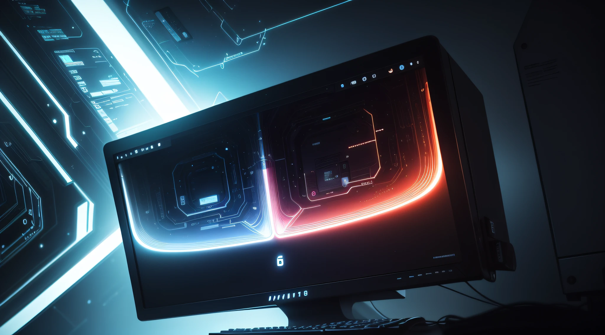 best qualtiy,tmasterpiece,8K,Computer desktop wallpaper,Geometric lines,sense of science and technology,Futuristic,Color light and shadow effects