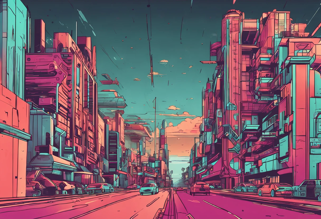 super wide shot,Cinema lenses,A complex of sci-fi style urban buildings,The horizon in the distance,