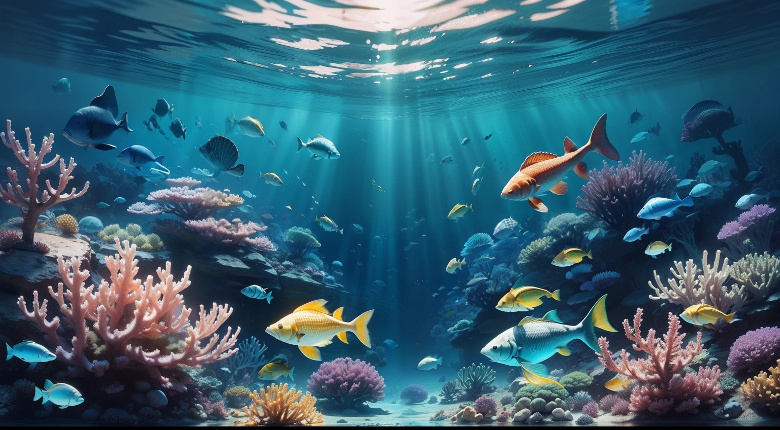 high qulity,tmasterpiece,under the water,ocean floor,the reef,The fish。