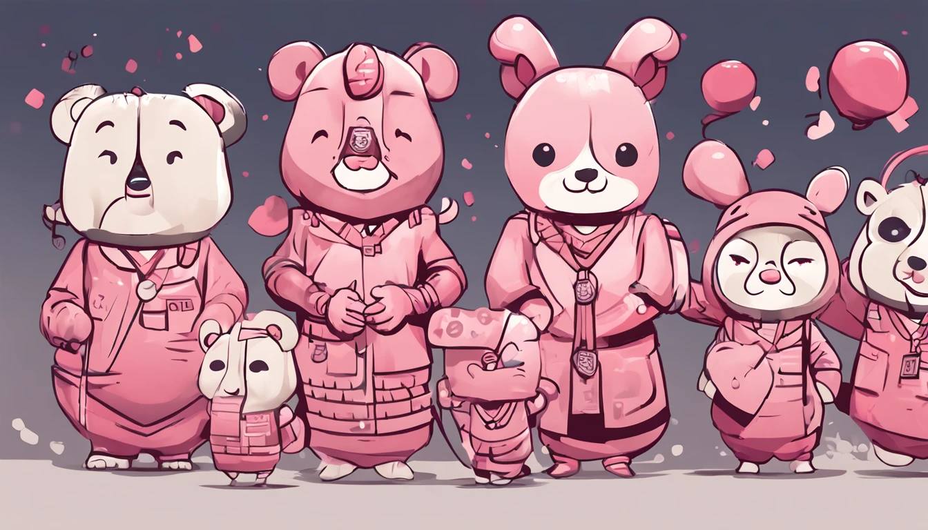 Pink mascot, with eight uprising cultural characteristics, distinctive characteristics, rich connotation Jiangxi city IP has unique creativity and design, in line with the characteristics of the times Cute image, great affinity and communication Cute little animals Furry, anime, contemporary art, UHD