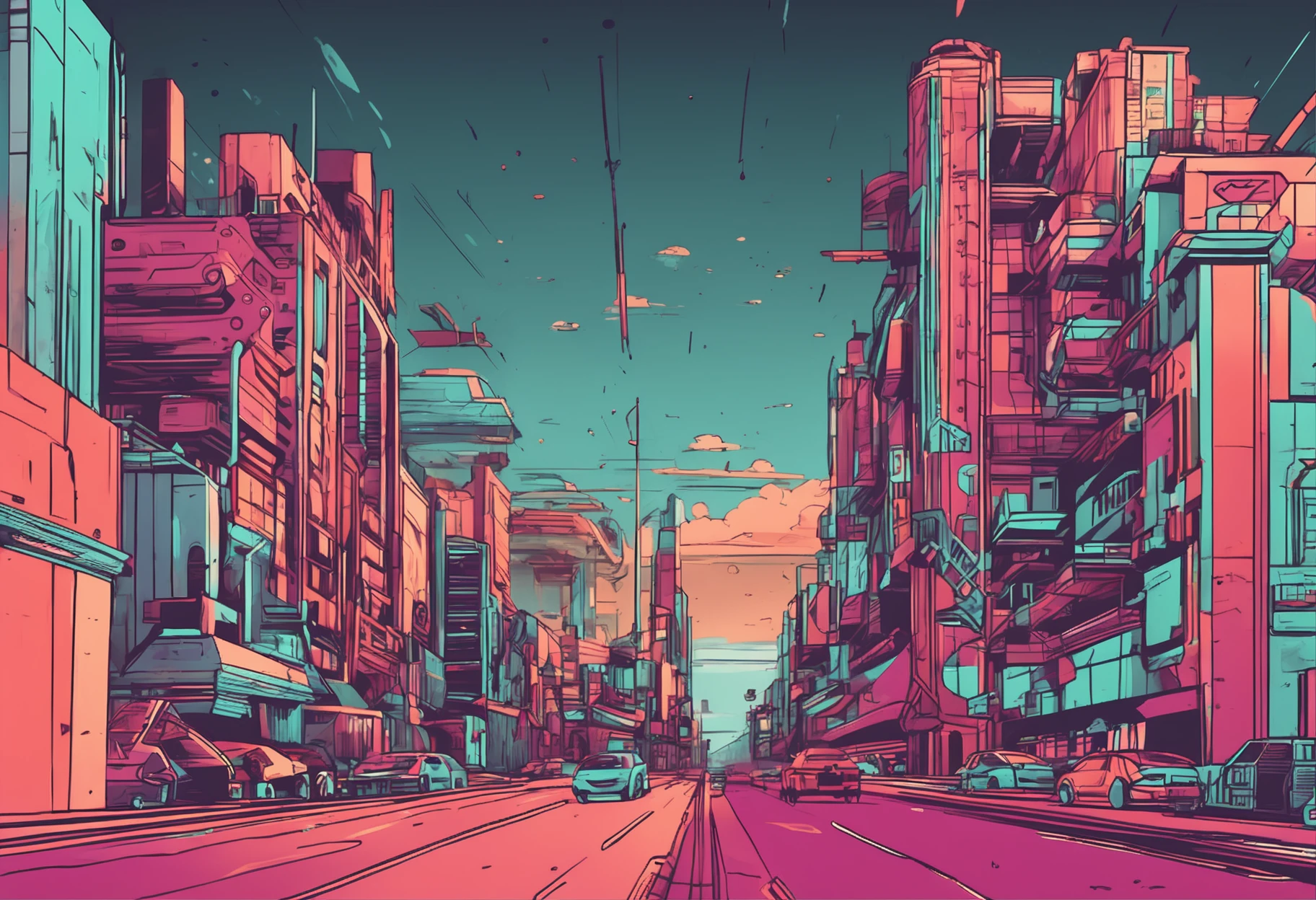 super wide shot,Cinema lenses,A complex of sci-fi style urban buildings,The horizon in the distance,