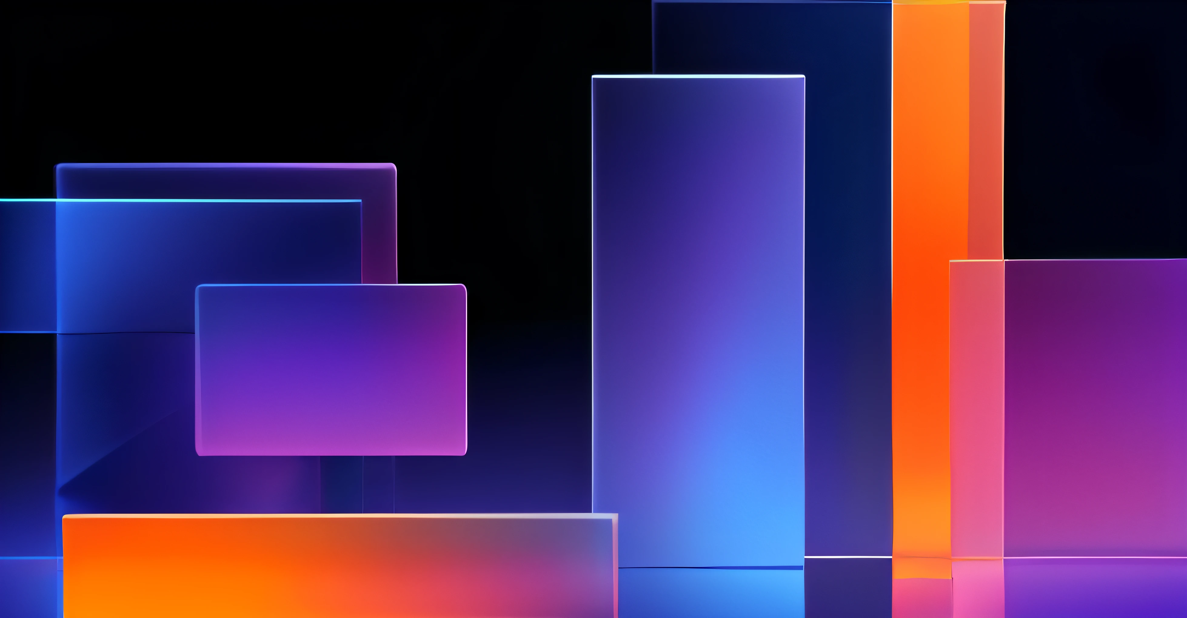 Close-up of a set of stained glass blocks, Frosted glass，Abstract blocks, vibrant colors smooth gradients, gradients and soft light, geometric shapes background, flashy modern background, Smooth gradients, beautiful gradation, made entirely from gradients, A large dark gradient,。.。.3D，C4D，rendering