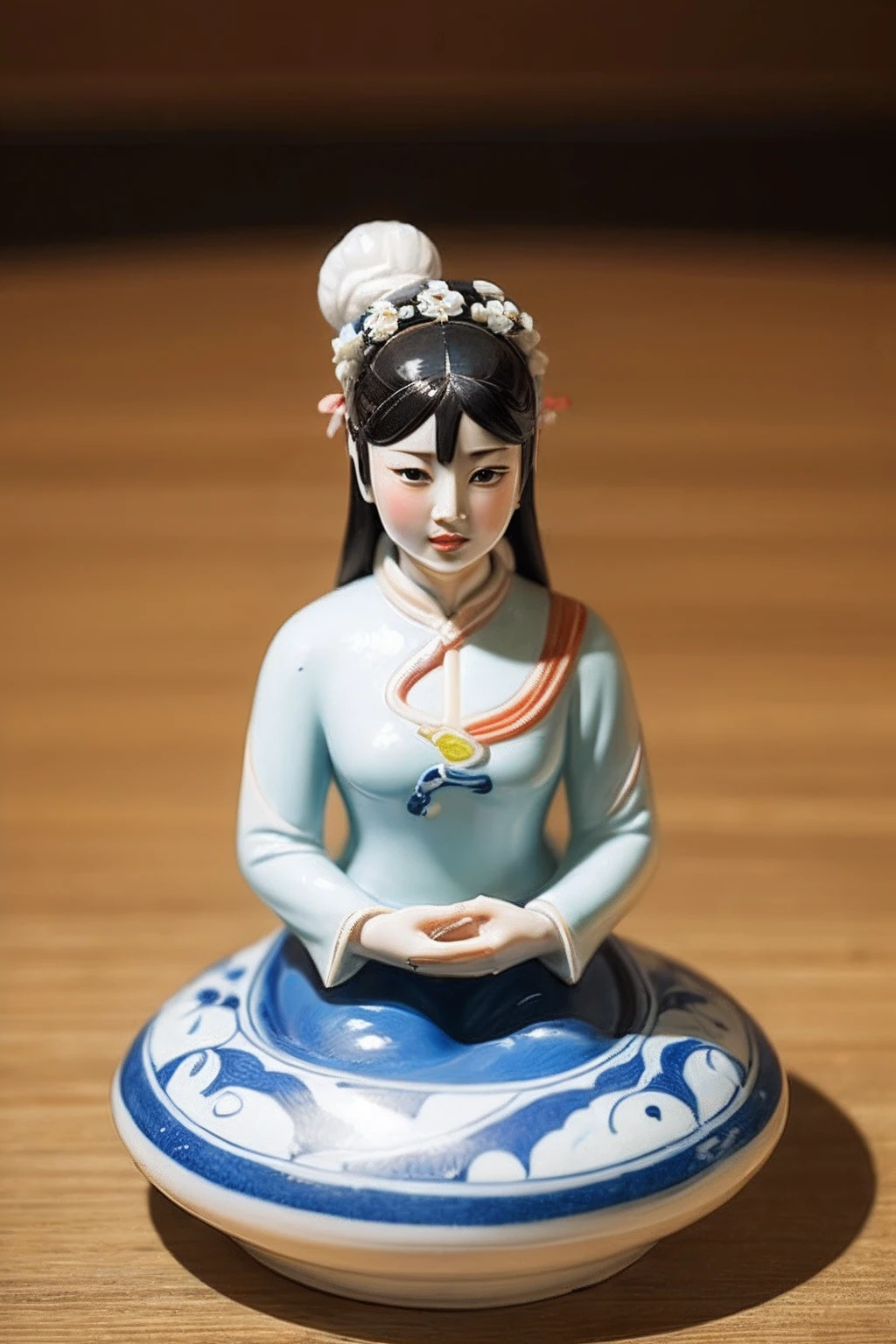 China-style，Oil paints，（Blue and white porcelain style：1.4），（hanfugirl：1.5），ancient china art style