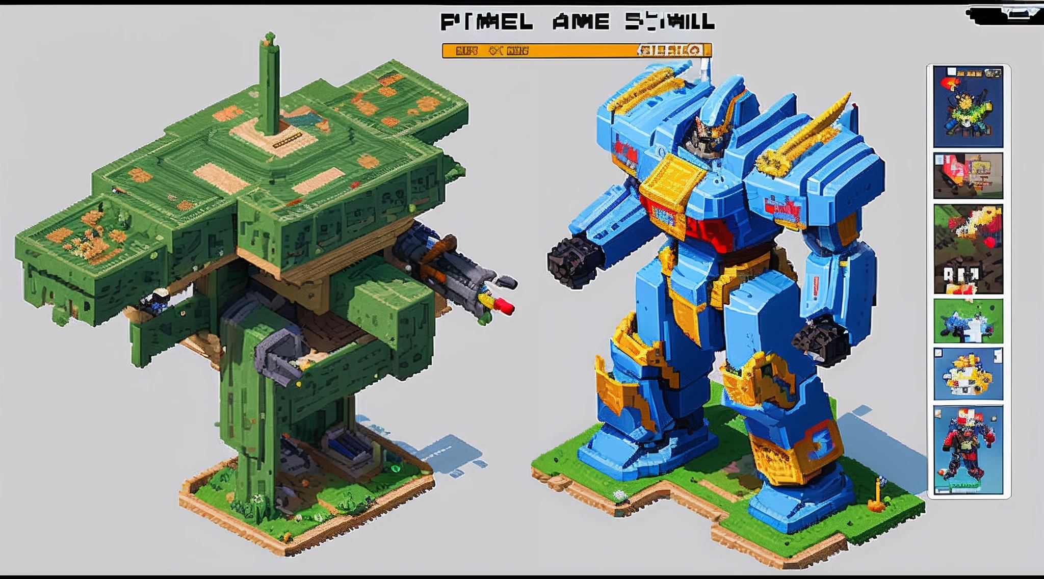 pixel game，character  design，super mecha，All kinds of artillery， Pixel art #pixelart
