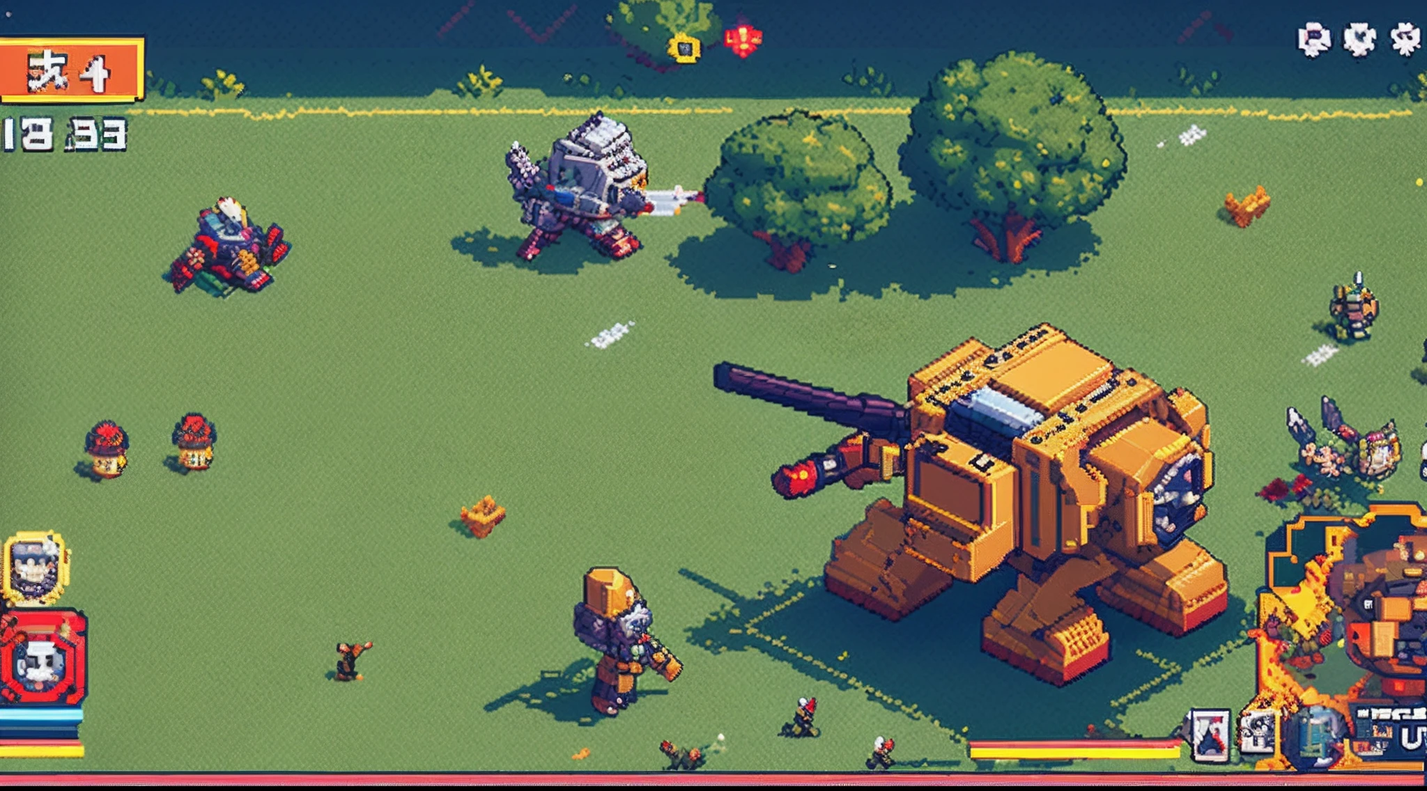 pixel game,character design,super mecha,All kinds of artillery, Pixel art #pixelart
