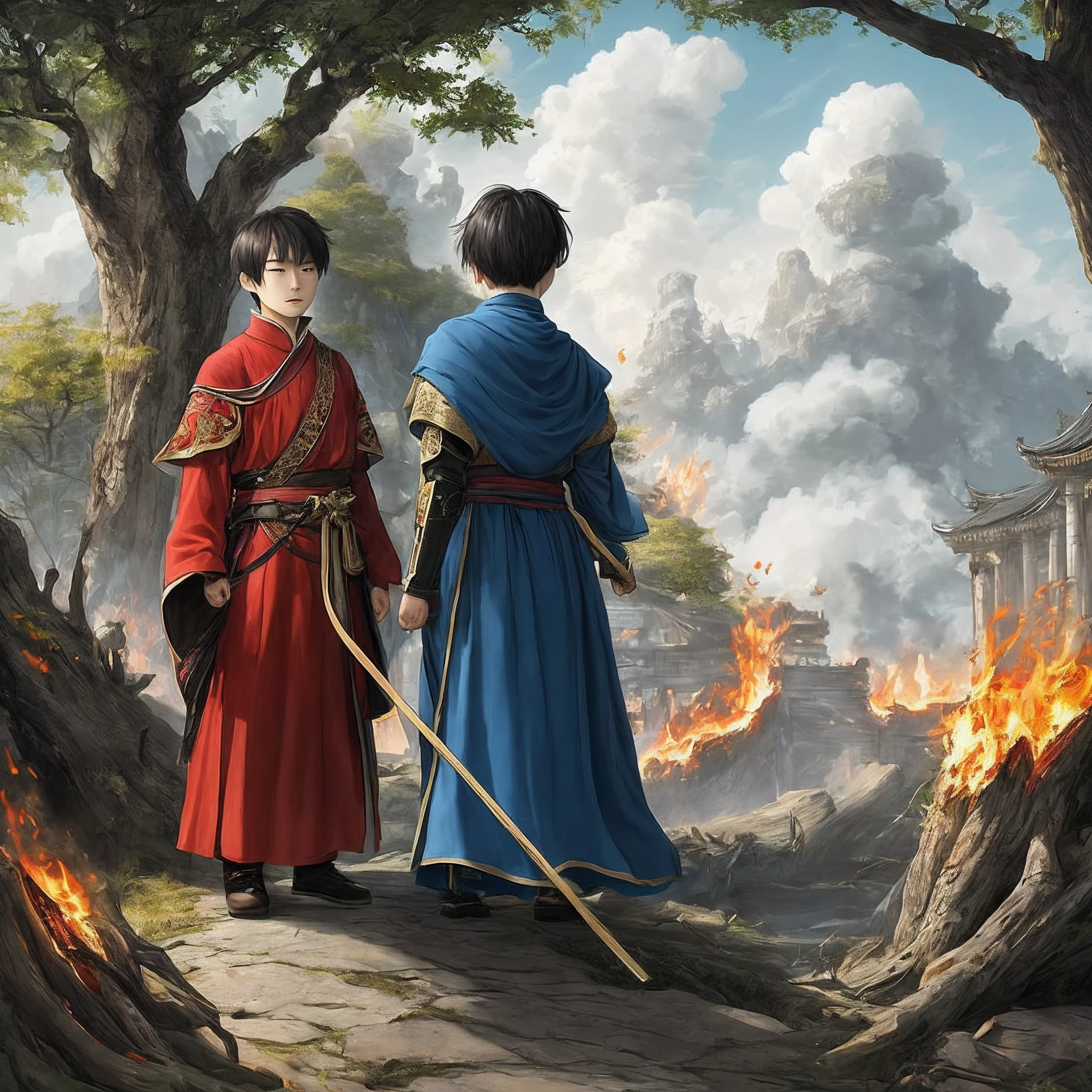 Twin brother Prince，His younger brother Los Rik was born as firewood to continue the world，Carrying the curse and being sacrificed to the spread of fire。It can be said that the little prince was never officially treated as a prince，He was born to sacrifice。
As a hero who conquered demons, he was brought to the clouds, so his brother Lorien，Help your brother share the curse and protect him at the cost of losing his voice and legs forever。Perhaps the fates of the two have long been entangled，A vow to share happiness and suffering，Sharing a vicious curse。
Over time，The prince has long speculated about the fate of the world。They began to doubt the transmission of fire and the correctness of the order，The prince learned the meaning of spreading fire under the teachings of the original sages of the Great Library，It has strengthened the determination not to spread fire。