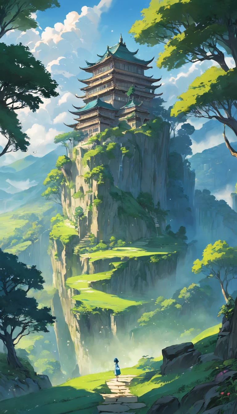 In front is a huge castle,the wallpaper, Step into the world of natural art, The terraces paint a fascinating and beautiful portrait. Each level, Carefully carved into the land, Turn into a vibrant green canvas, Reflected in the warm embrace of the sun. during dawn,The mist is intertwined, These undulating landscapes seem to whisper stories of generations connected to the land, Evoke a sense of tranquil wonder that only masterpieces of nature can provide.