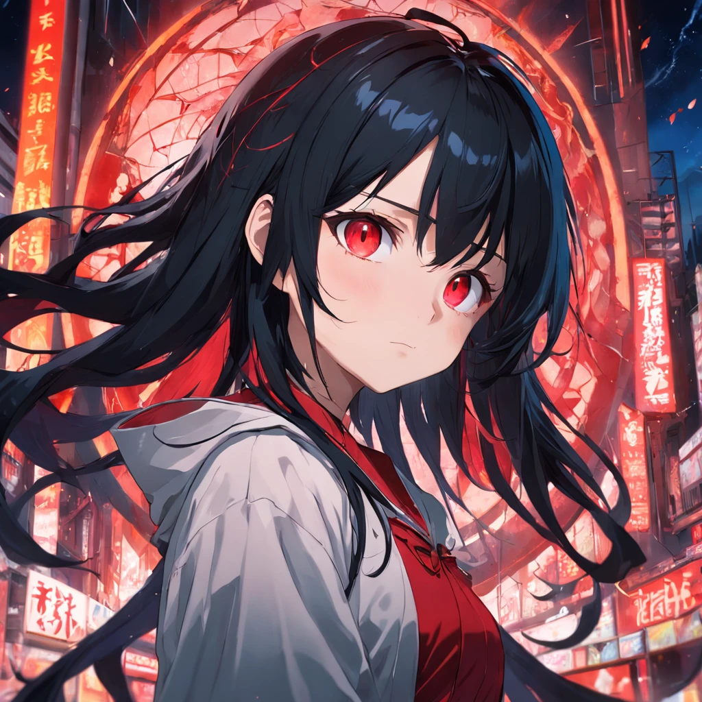 Black hair and red eyes,21-year-old ager,Gentle coaxing。
