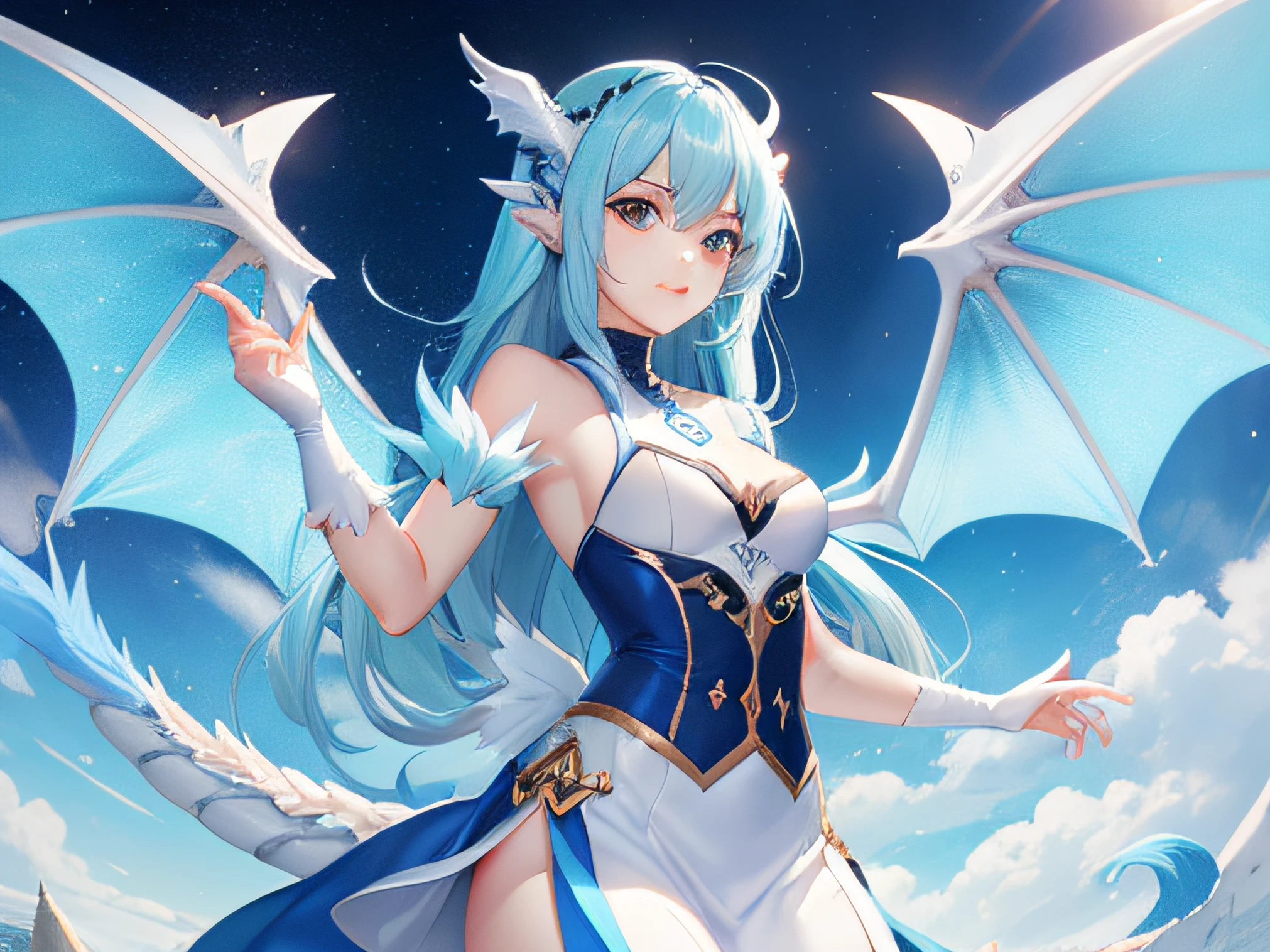 Girl with ice dragon tail and ice dragon wings