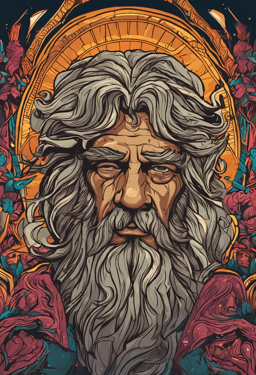 crie uma pintura de Zeus mostrando seu poder