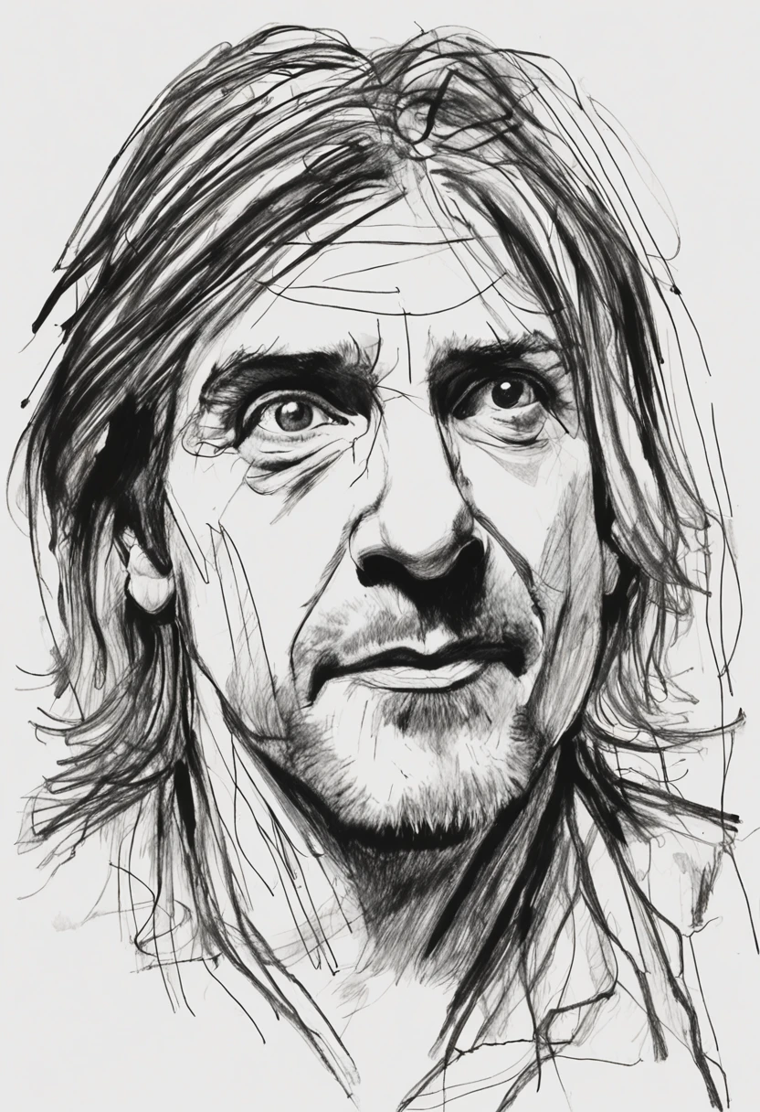 Charcoal sketch on waste paper, Kurt Cobain drawing, Dynamic poses, Clean line art,+Expressive lines, Painting in expressive sketch style, Shading, Black and white sketch, hand painting, Charcoal sketch on scrap paper, Kurt Cobain drawing, Dynamic poses,Clean line art,+Expressive lines,Painting in expressive sketch style, Shading, Black and white sketch, hand drawn, sketch, Linear style::Sketch note style sketch, Linear style::Sketch note style, a black and white photo of a man playing a guitar, kurt cobain, inspired by Kurt Cobain, nirvana, (guitar), unreleased, christian, rip, inspired by Kurt Cobain, masterpiece!!!, kurt cobain Portrait Hand Drawn Drawing, Vector Illustration Caricature, cartoon
