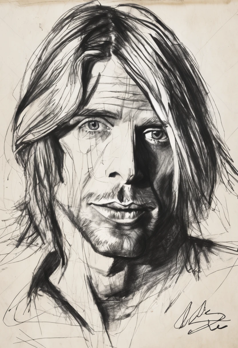 Charcoal sketch on waste paper, Kurt Cobain drawing, Dynamic poses, Clean line art,+Expressive lines, Painting in expressive sketch style, Shading, Black and white sketch, hand painting, Charcoal sketch on scrap paper, Kurt Cobain drawing, Dynamic poses,Clean line art,+Expressive lines,Painting in expressive sketch style, Shading, Black and white sketch, hand drawn, sketch, Linear style::Sketch note style sketch, Linear style::Sketch note style, a black and white photo of a man playing a guitar, kurt cobain, inspired by Kurt Cobain, nirvana, (guitar), unreleased, christian, rip, inspired by Kurt Cobain, masterpiece!!!, kurt cobain Portrait Hand Drawn Drawing, Vector Illustration Caricature, cartoon