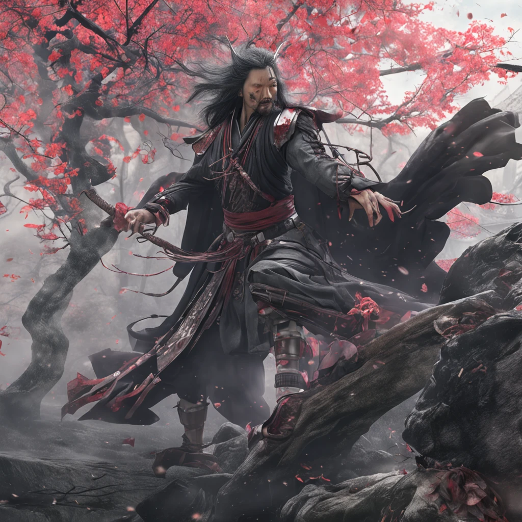 Best quality, Masterpiece, 超高分辨率, (photograph realistic:1.4), surrealism, Dream-like,fusionart, Shadowdancer, shadow magic, darkness control, stealth, shadowstep, umbral spells, hidden blade, Samurai vampire, human