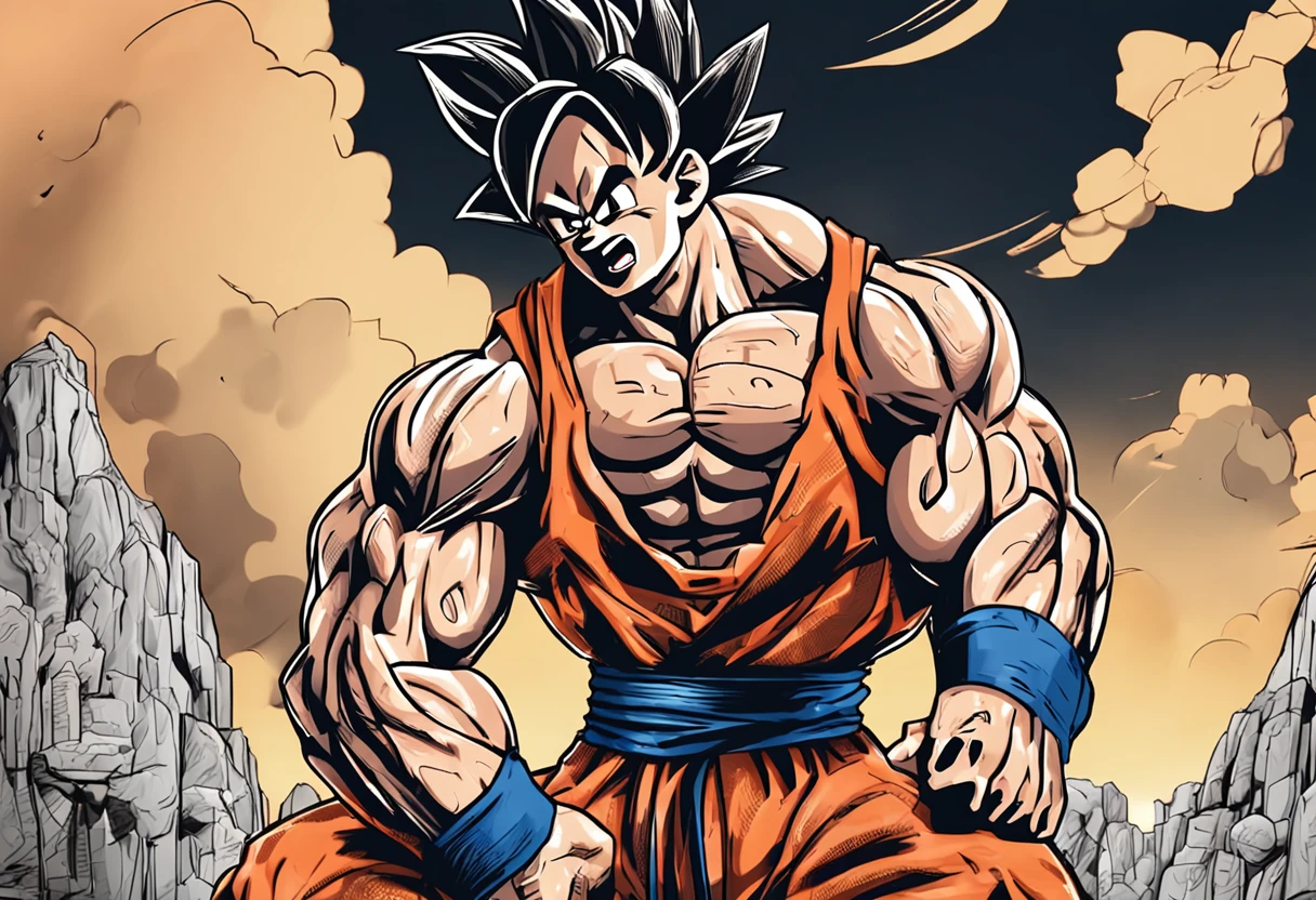 tmasterpiece,best qualtiy,1man,Dragon Ball,son goku,gym room,Bench press,Hold dumbbells in your hand,musculature,Bare upper body,Full body photo,dim murky lights,(neonlight:0.7)