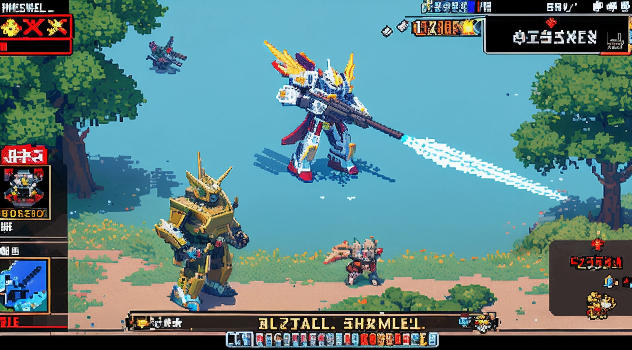 pixel game,character design,super mecha,All kinds of artillery, Pixel art #pixelart