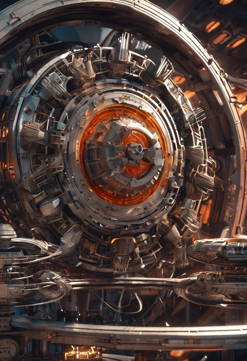 A spaceship with old-fashioned gears and tubes seems to defy the laws of physics