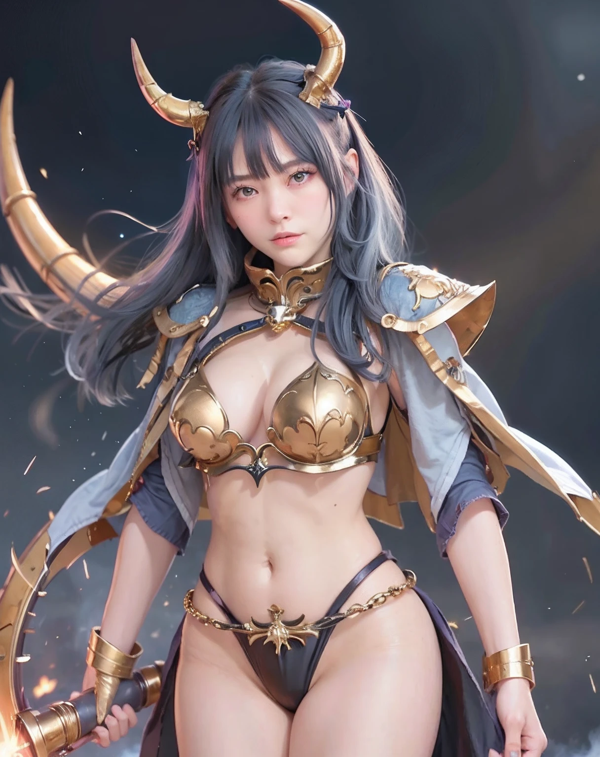 Professional , masterpiece、top-quality、photos realistic , depth of fields 、(Gemstone Blue Metal Body:1.2),(Matte Blue Black、(Standing in the church)、gold patterns、Wind-effect、Light Effects、Wind-effect、magic circles、(cleavage of the breast)、Dragon Gold Weapon(Dragon Metal Body:1.4),Gorgeous gold weapons ,(Particles of light)、(Strange expressions)、Mystical expression、16-year-old beautiful girl、(( Dragon's dense and gorgeous sword)) , Ultimate Beauty 、((Blue hair))、(Castle background)、The dragon、((Gangle's forest background))、Beautiful Caucasian beauty、(1a person)、dynamic ungle,(((Details of the two demon horns on the head)))、Smaller head、A smile、Castle background、Thin and beautiful female hands、cleavage of the breast、Soldier in iron armor on background、Mystical expression、Light Effects、Wind-effect、magic circles、With the legendary magic wand、(demonic wings)、(Blue hair)、(1 persons)、Battle Look、Anatomically correct body、Toostock、Toostock、