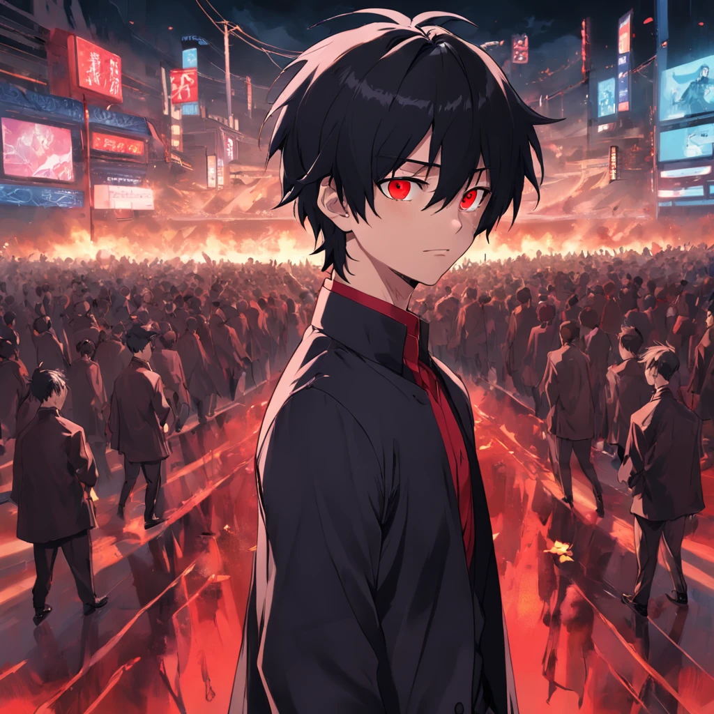 Black-haired, red-eyed "male" handsome guy,Bad laughs,
