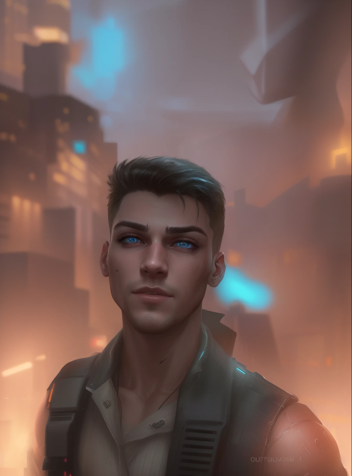 Change background, cyberpunk, handsome, boy, realistic face, 4k
