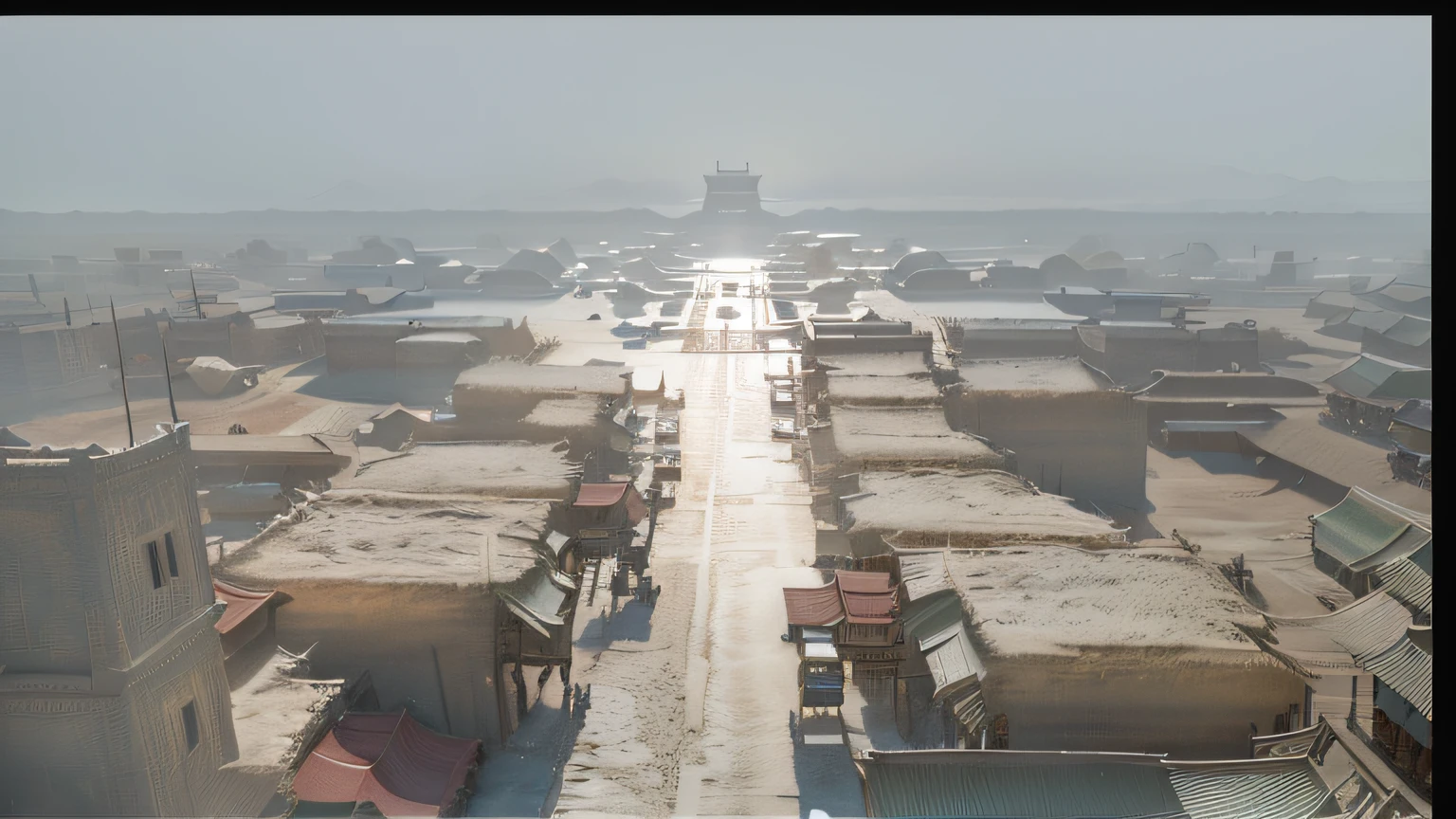 Hanshan Temple outside Gusu City, the midnight bell to the passenger ship, superb, masterpiece, illustration, wallpaper, absurd, bird&#39;s eye view, bird&#39;s eye view: 0.3