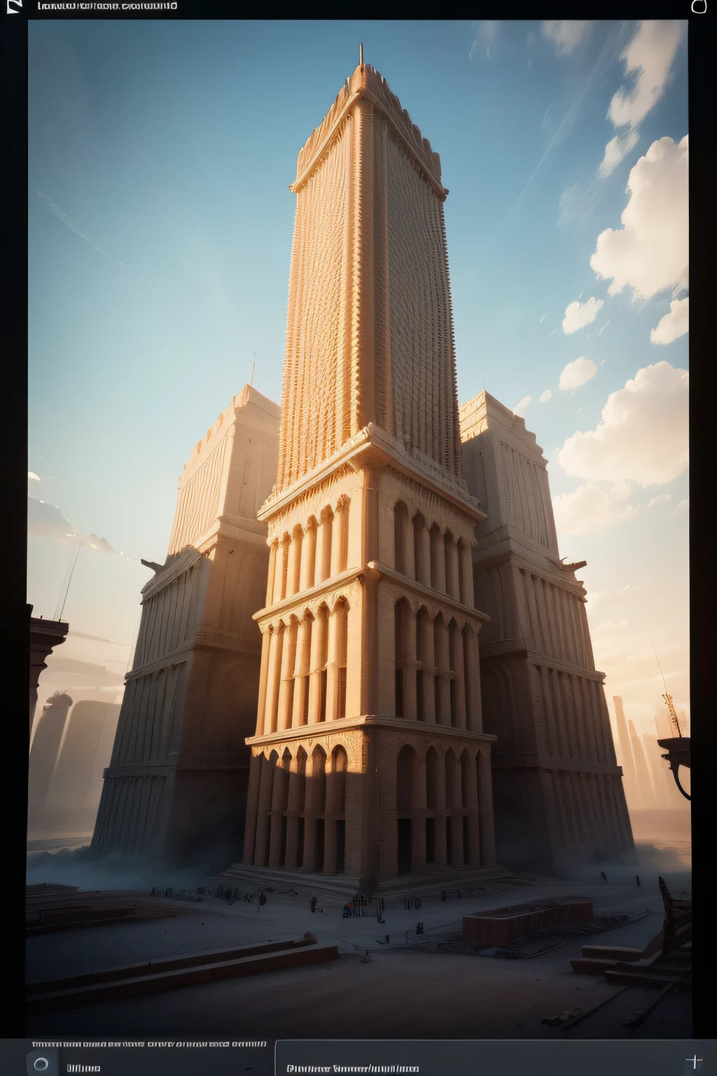 At the beginning of the video, You can show an image of an ancient city to create a sense of context.
When you are narrating the construction of the tower, You can show pictures of people working together. IN THE CONSTRUCTION OF A HOUSE