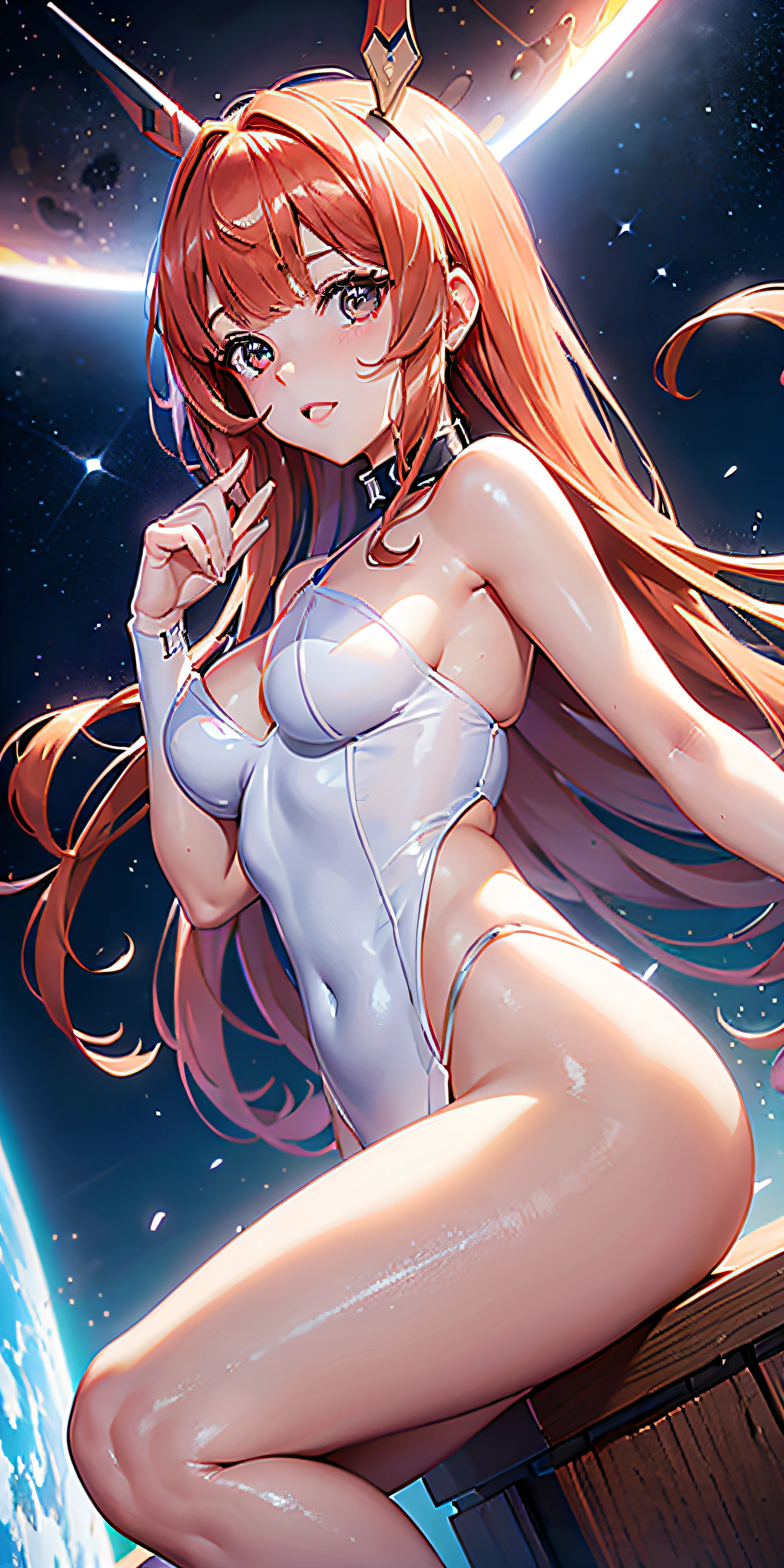 (Vista superior), Dynamic Angle, Ultra detallado, illustration, primer plano, llano, 1 girl in, ((Darlinginthefranxx: cero dos, Cero Dos, cuernos rojos largos, Auriculares jack, Medias rosas: 1.4, cabello rosado)), His eyes shine like dreamy stars, (ojos brillantes: 1.233), (Ojos hermosos y detallados: 1.1), (inexpresivo, boca cerrada), (En pie), (Mechanical room with tools and spacecraft windows in white mech), Tsuruwanglan en el fondo, (Noche: 1.2), Dreamy, [Dedos y manos delgados: 0.55]::0.85], (Dedos de detalle),