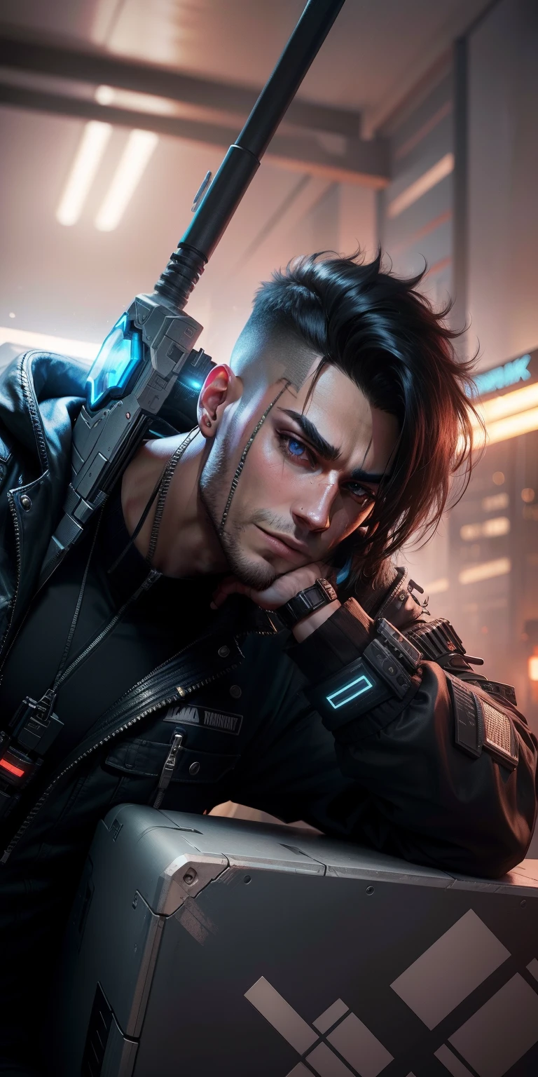 Change background cyberpunk handsome boy realistic face 8k ultra