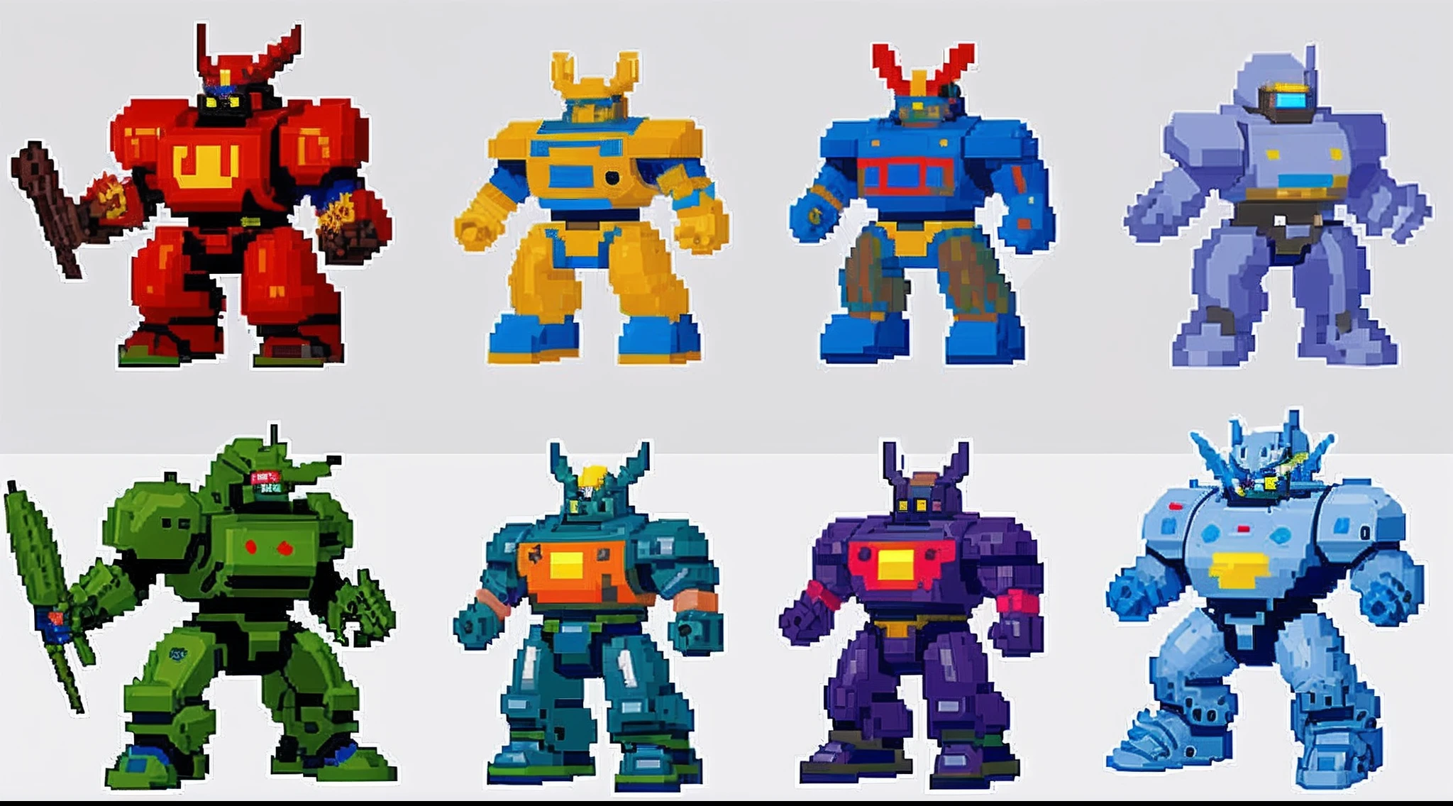 pixel game，character  design，super mecha，All kinds of artillery， Pixel art #pixelart