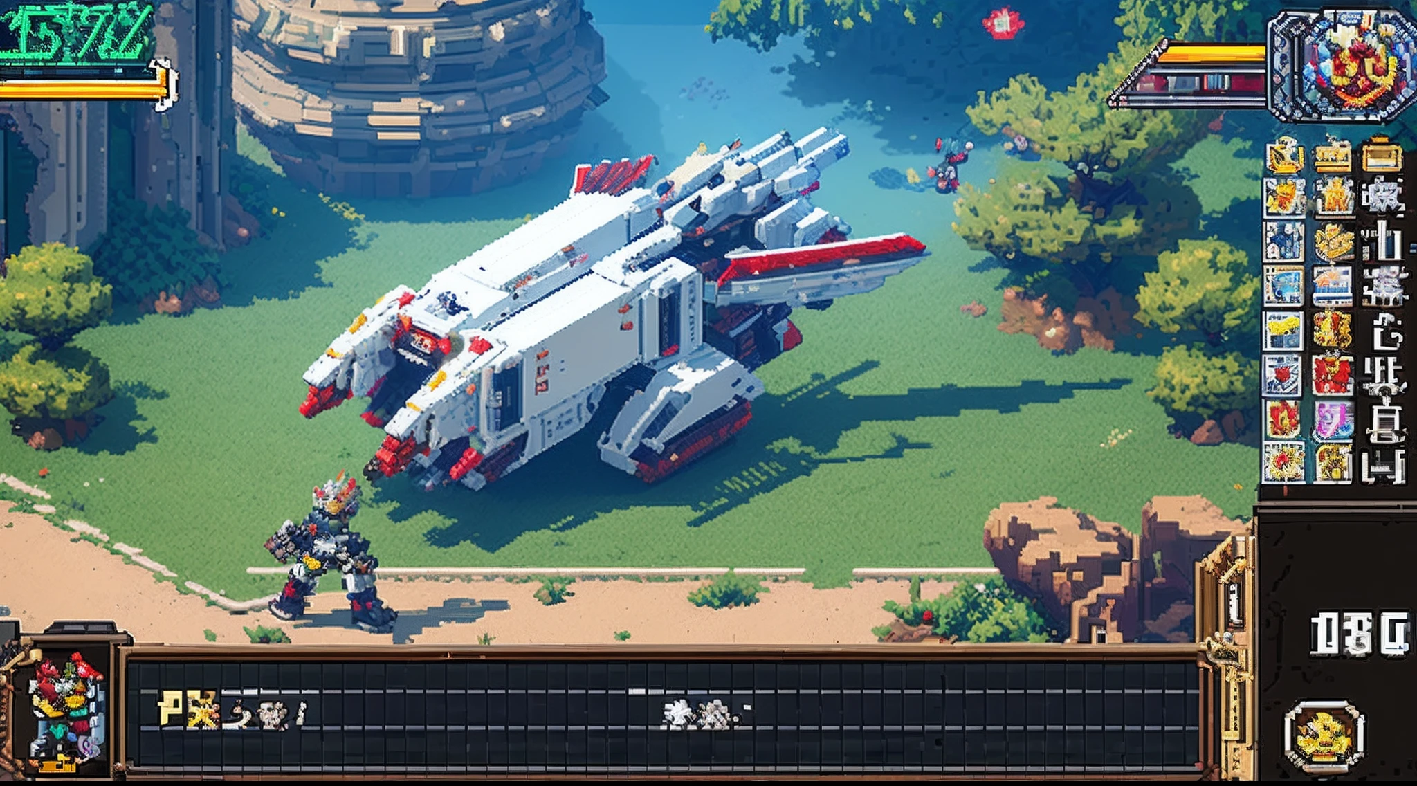 pixel game,character design,super mecha,All kinds of artillery, Pixel art #pixelart