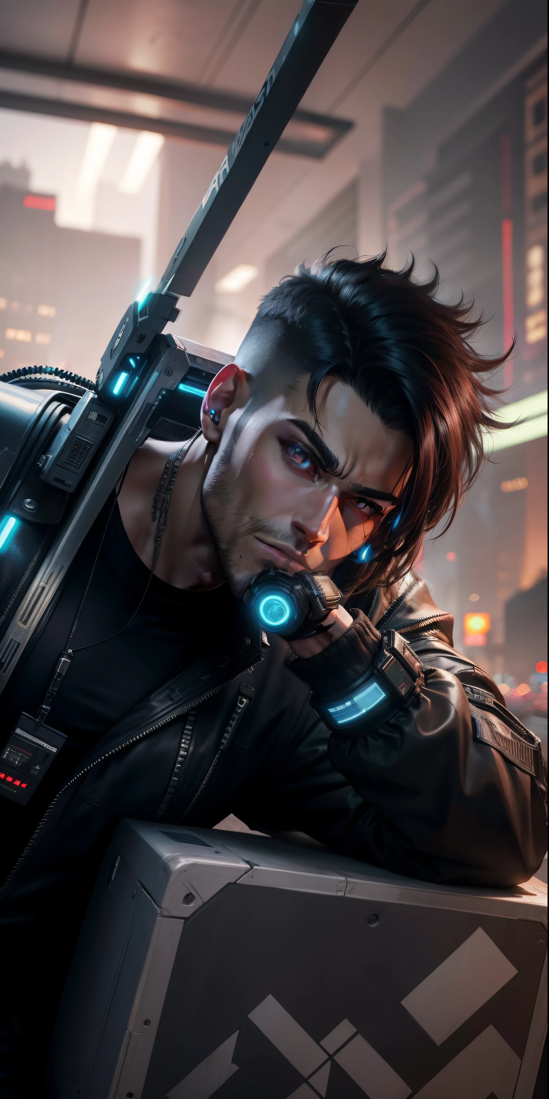 Change background cyberpunk handsome boy realistic face 8k ultra