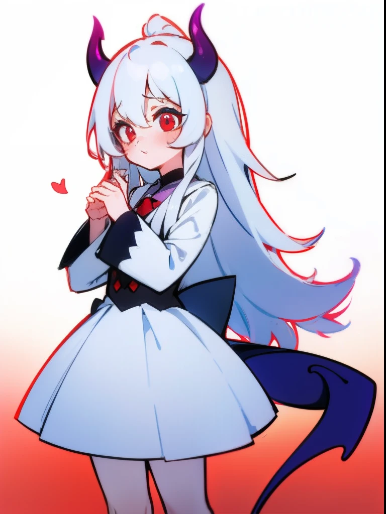 tmasterpiece,highest quality,1girll,Very short in height,Infant body type,red color eyes,Long hair in white color,Magic Corner,Succubus Tail