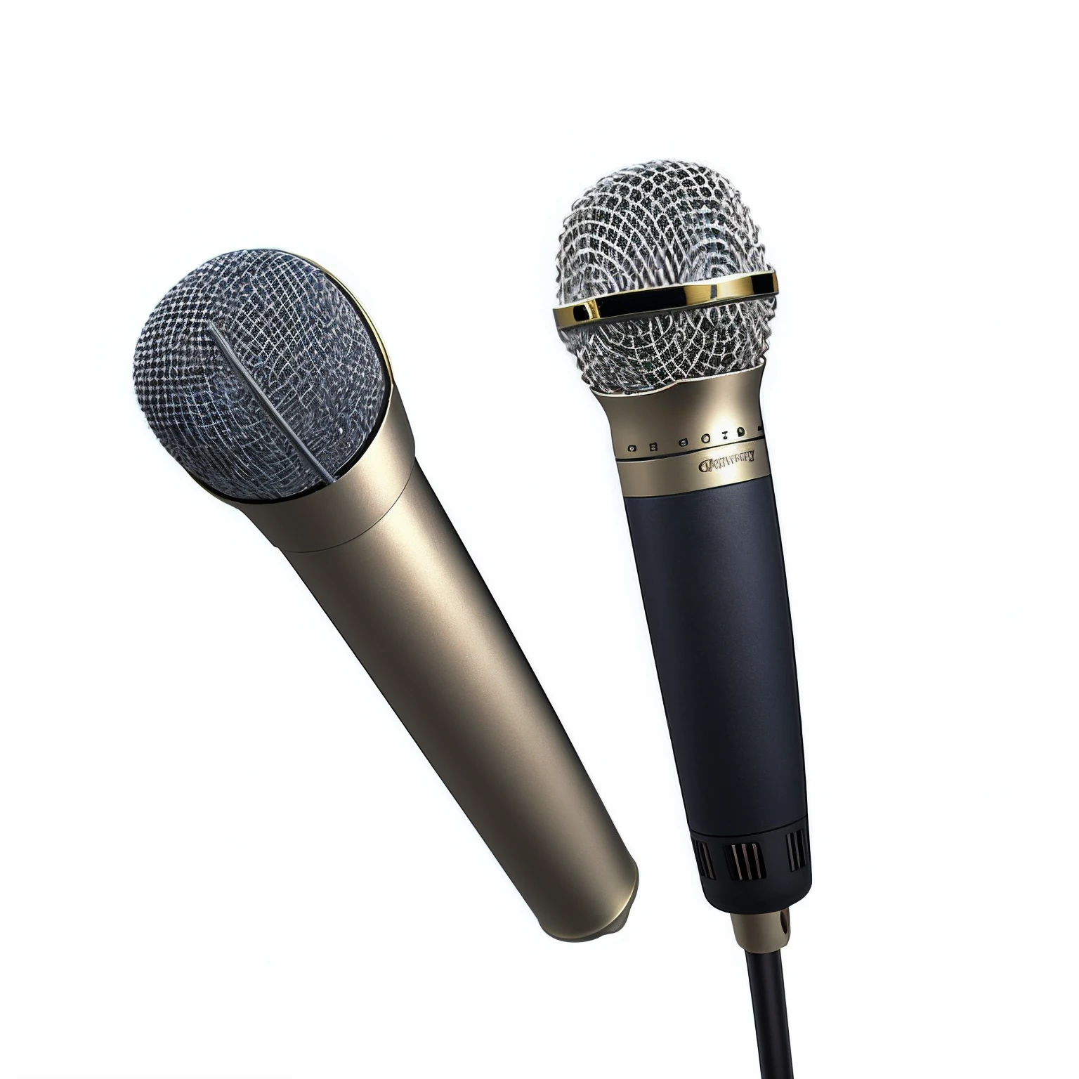 Microphone on white background , Champagne Gold，ultra-detailliert，c4d渲染，high qulity