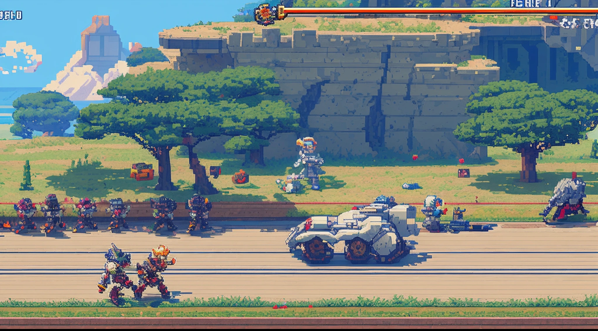 pixel game,character design,super mecha,All kinds of artillery, Pixel art #pixelart