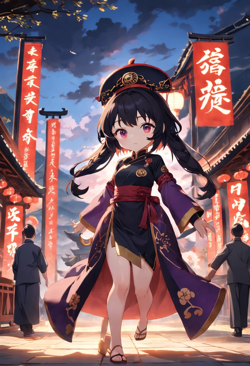 Black-haired plum pupil black hat cheongsam Genshin Walnut